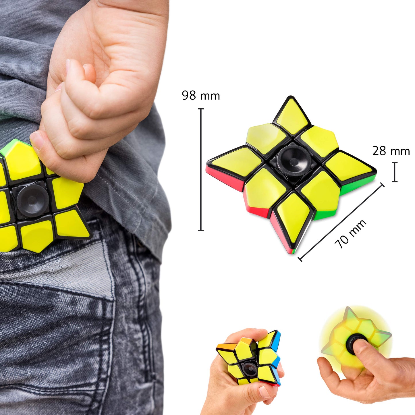 CUBIDI Star Fidget Cube Spinner 2-in-1 Toy – Anti-Stress Desk Cube