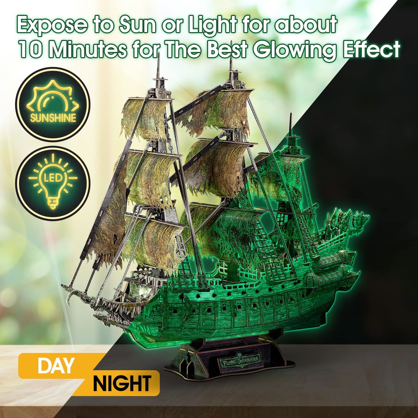 CubicFun 360-Piece 3D Dutch Flying Light Haunted Pirate Ship Puzzle – DIY Model & Decor