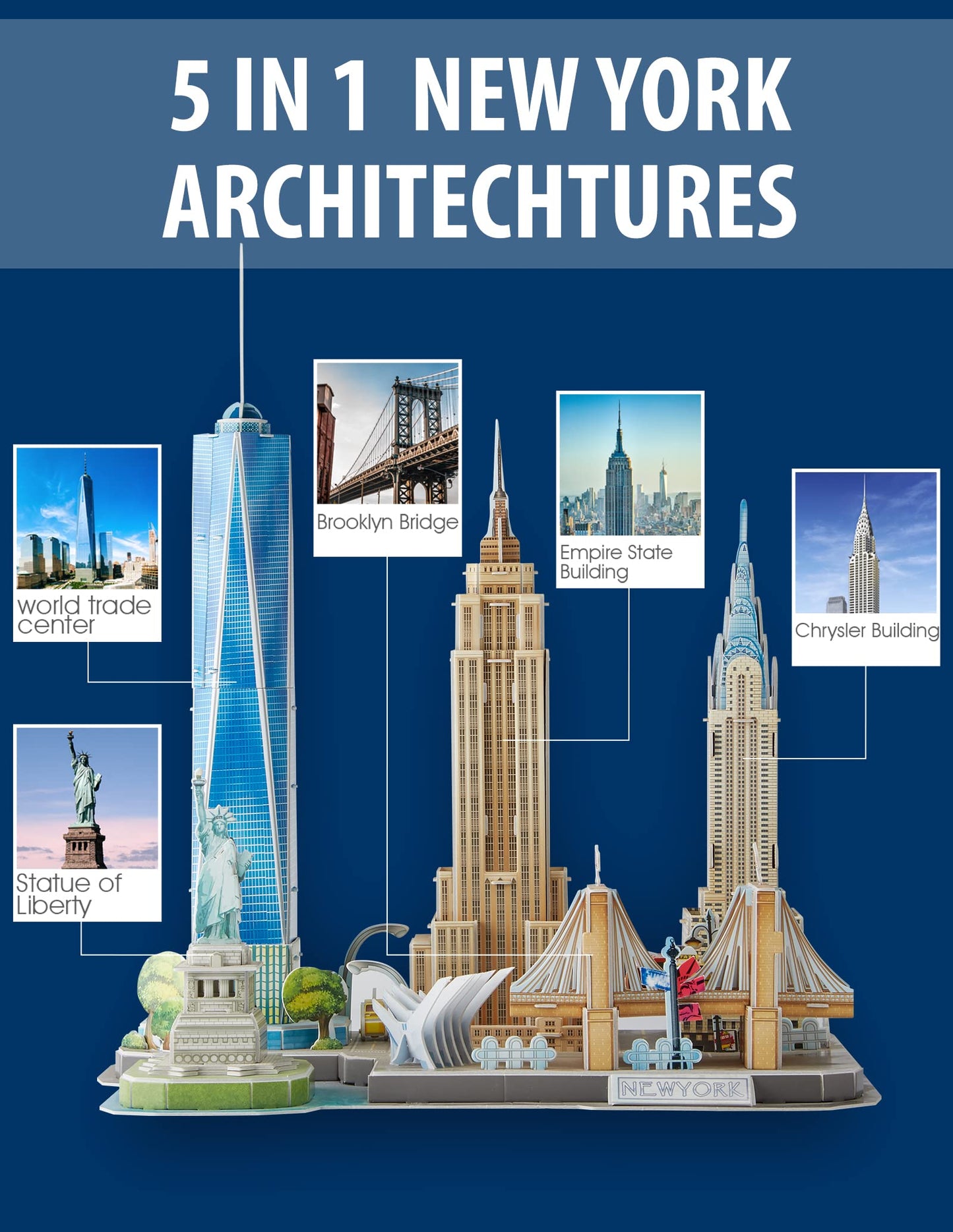 CubicFun 3D Puzzle NYC – 5-in-1 City Model Kit for Kids 8-12 | STEM Arts & Crafts
