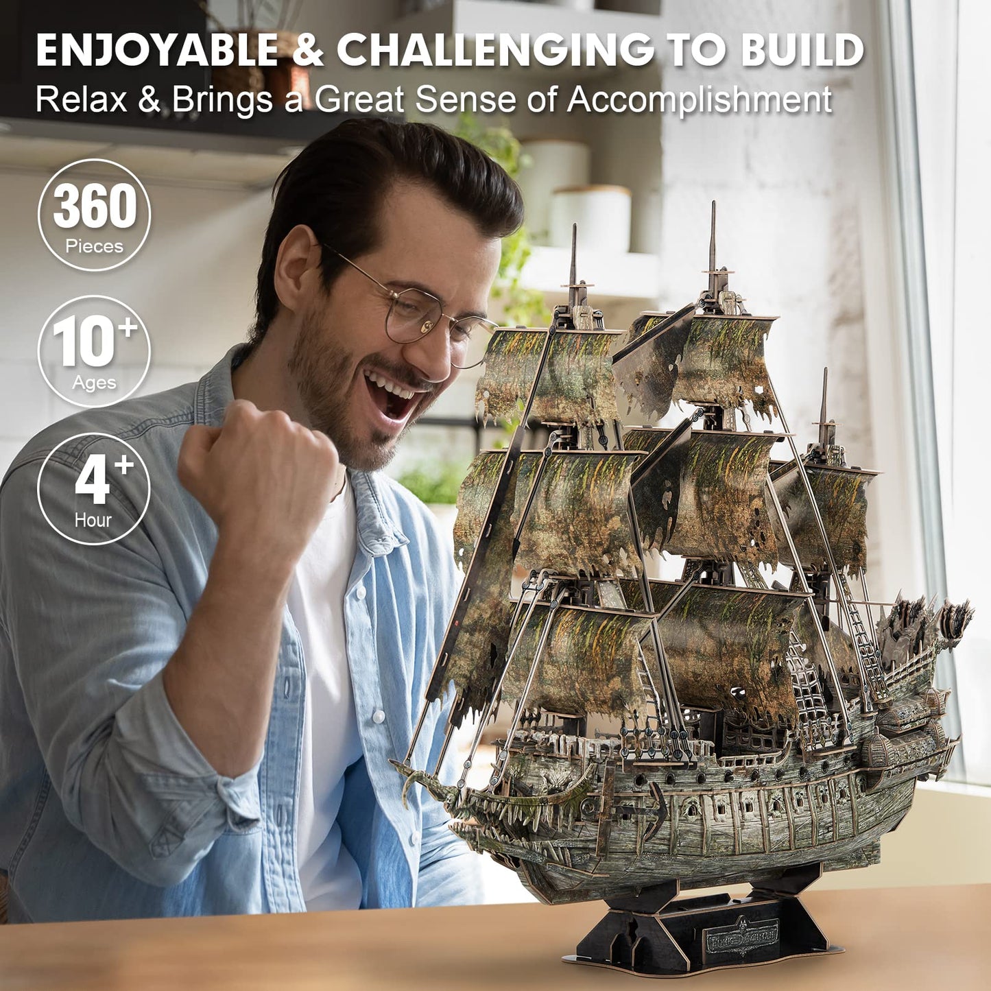 CubicFun 3D Flying Dutchman Puzzle – 360 Pieces for Desk Decor