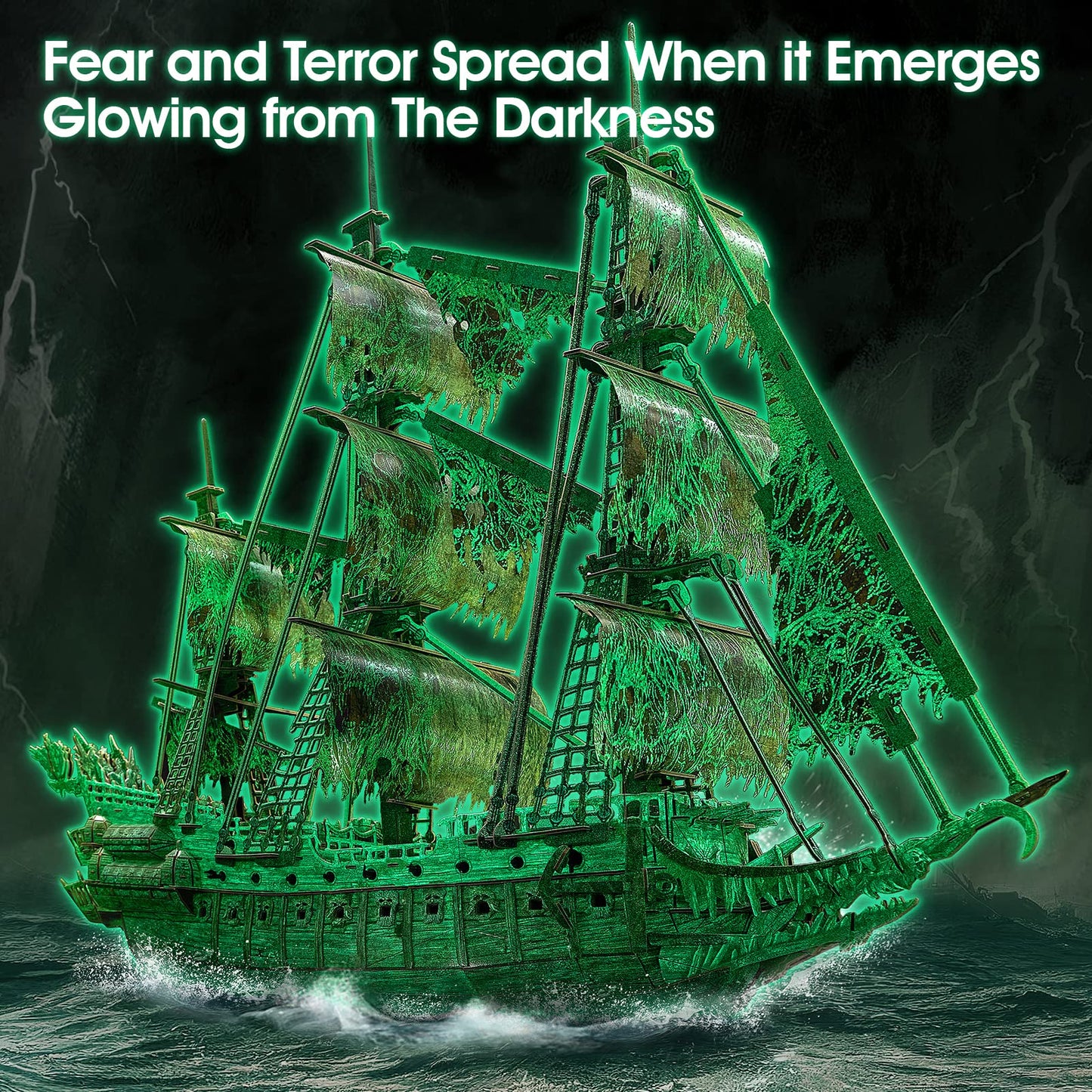 CubicFun 360-Piece 3D Dutch Flying Light Haunted Pirate Ship Puzzle – DIY Model & Decor