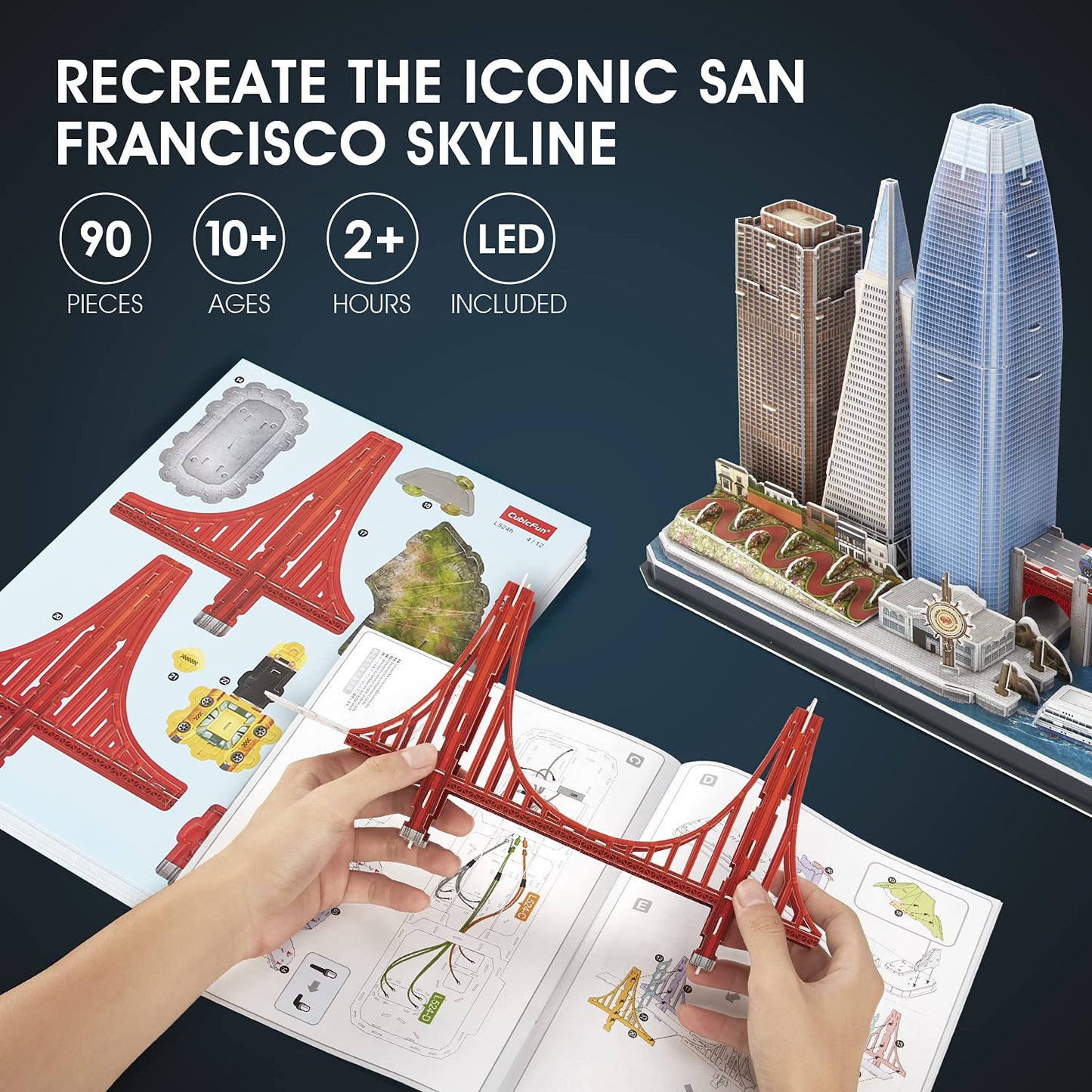 CubicFun 3D Puzzles: San Francisco Skyline LED Edition for Kids 8-14