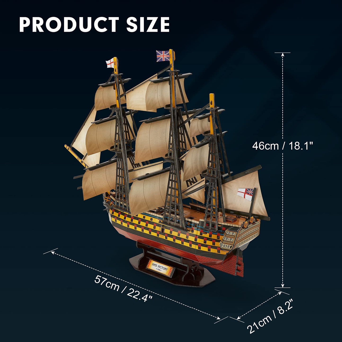 CubicFun HMS Victory 3D Puzzle – Large Vessel Ship Model Kit (189 Pieces) T4019h