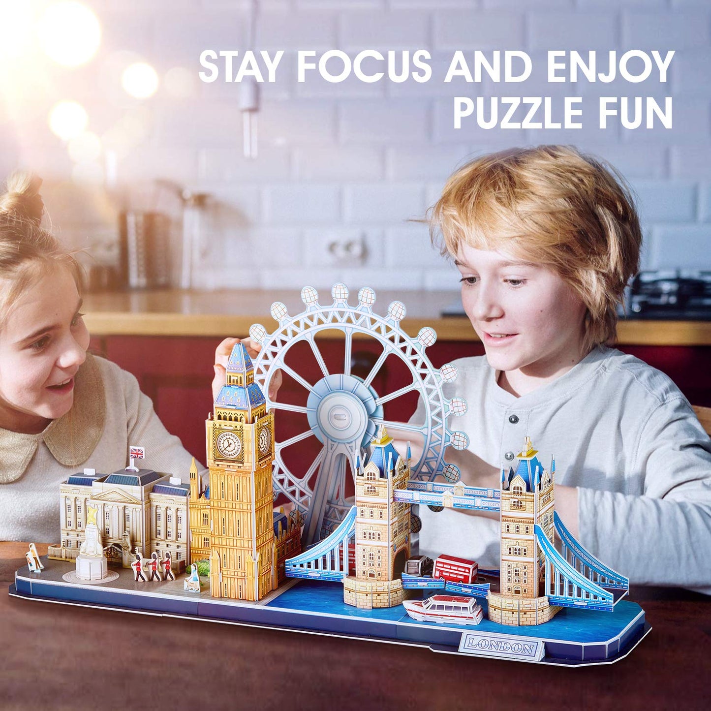 CubicFun London Cityline 3D Puzzles – Tower Bridge, Big Ben, Buckingham Palace, London Eye | 107 Pieces