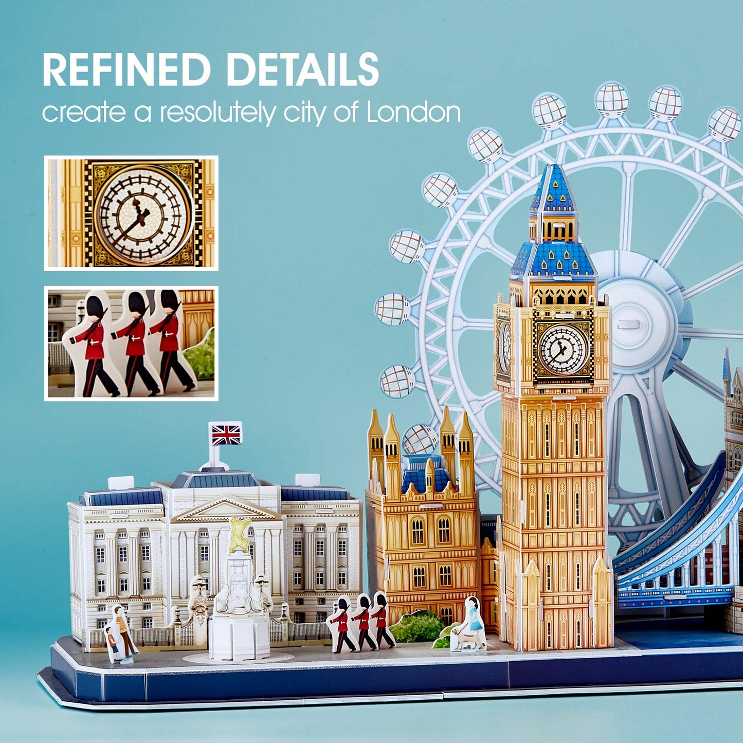 CubicFun London Cityline 3D Puzzles – Tower Bridge, Big Ben, Buckingham Palace, London Eye | 107 Pieces