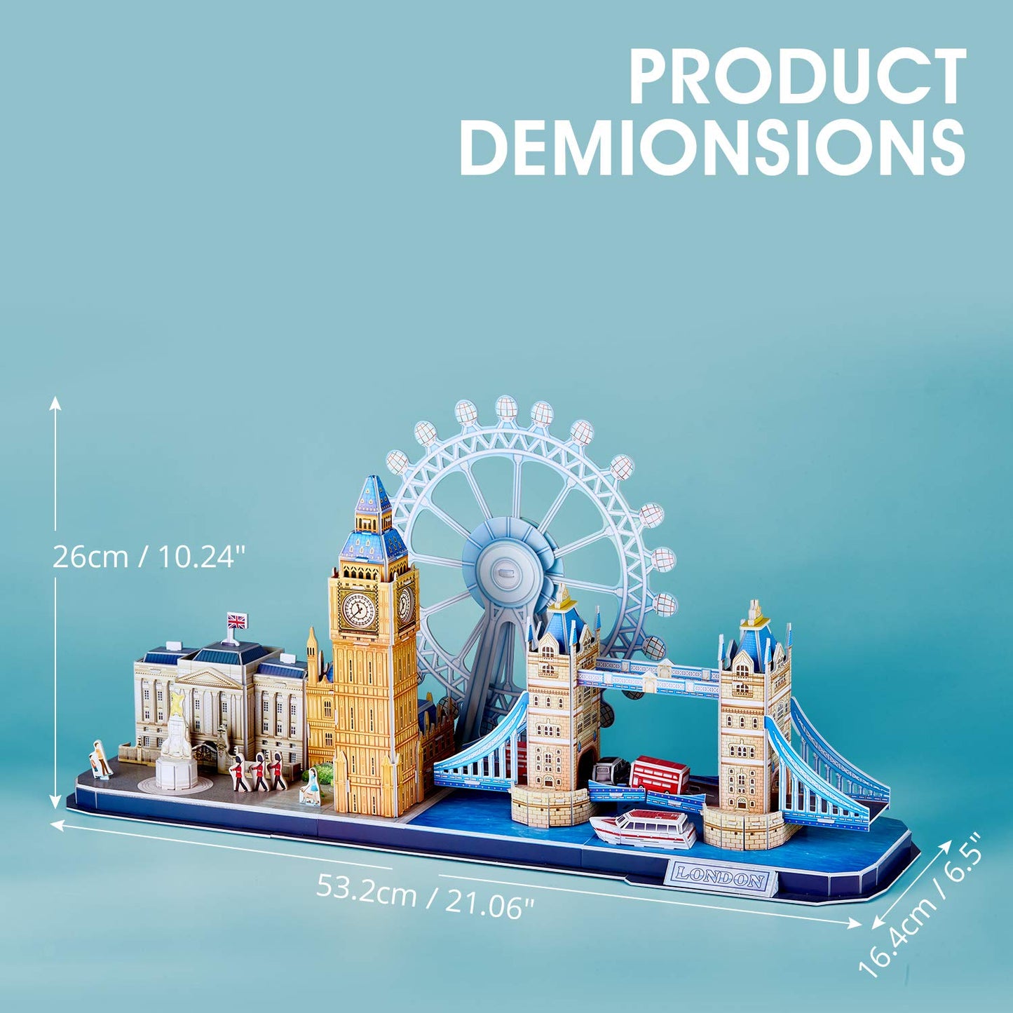 CubicFun London Cityline 3D Puzzles – Tower Bridge, Big Ben, Buckingham Palace, London Eye | 107 Pieces