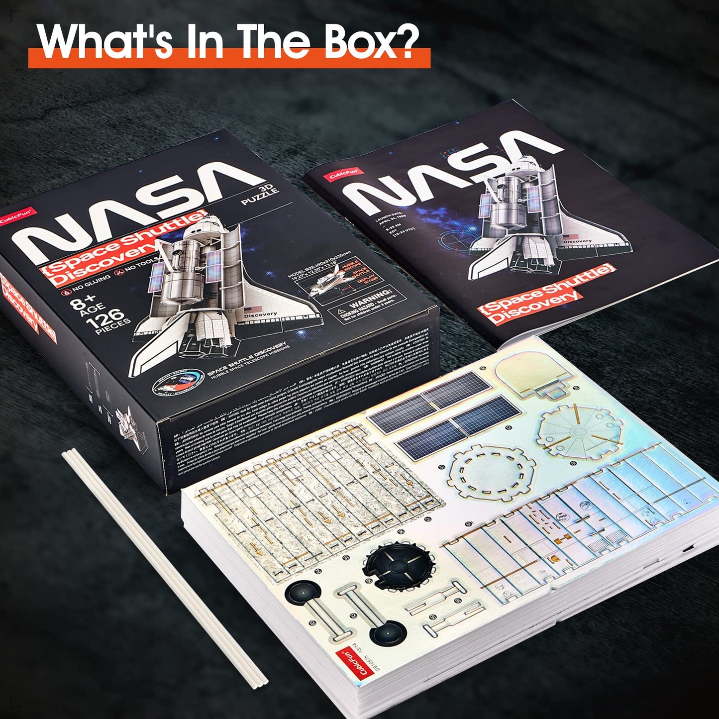 CubicFun NASA Space Shuttle Discovery 3D Puzzle – 126-Piece Space Model Kit for Adults & Kids
