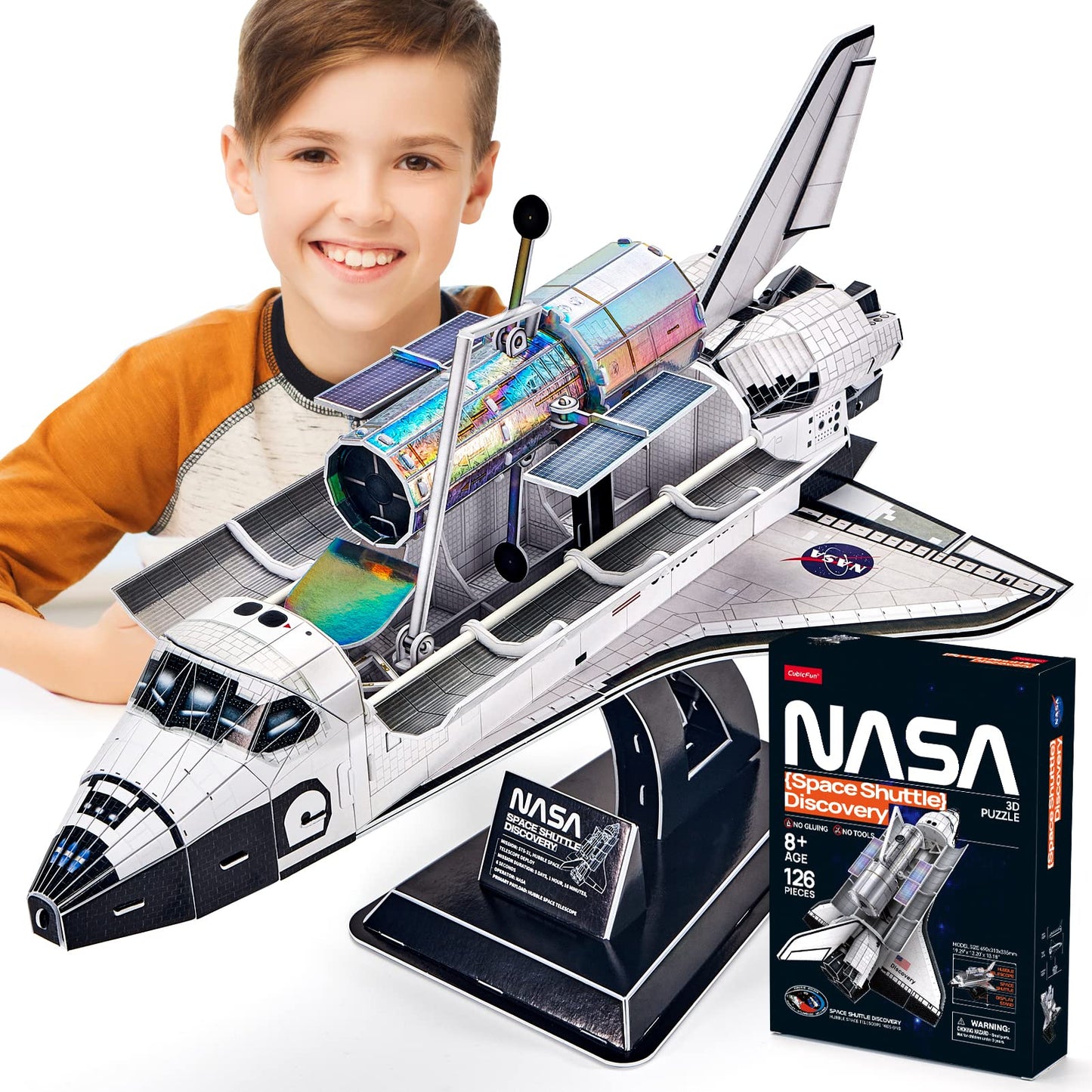 CubicFun NASA Space Shuttle Discovery 3D Puzzle – 126-Piece Space Model Kit for Adults & Kids