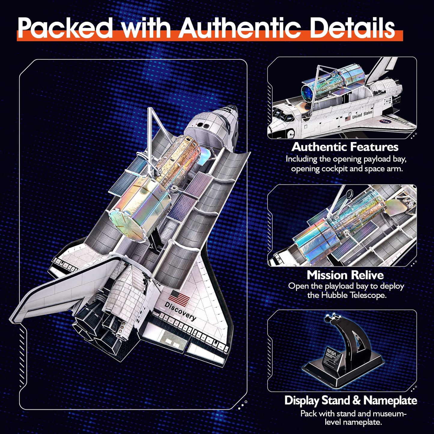 CubicFun NASA Space Shuttle Discovery 3D Puzzle – 126-Piece Space Model Kit for Adults & Kids