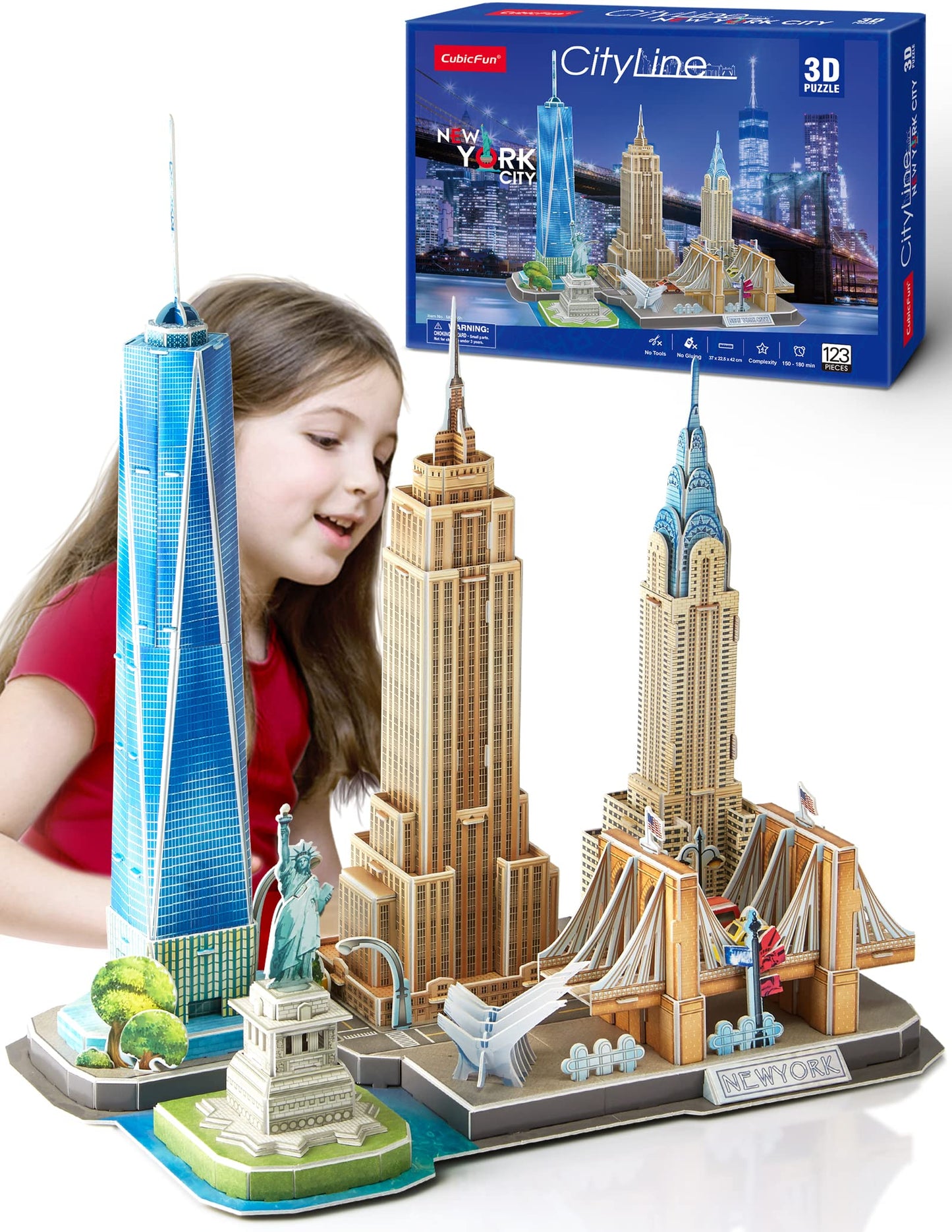CubicFun 3D Puzzle NYC – 5-in-1 City Model Kit for Kids 8-12 | STEM Arts & Crafts
