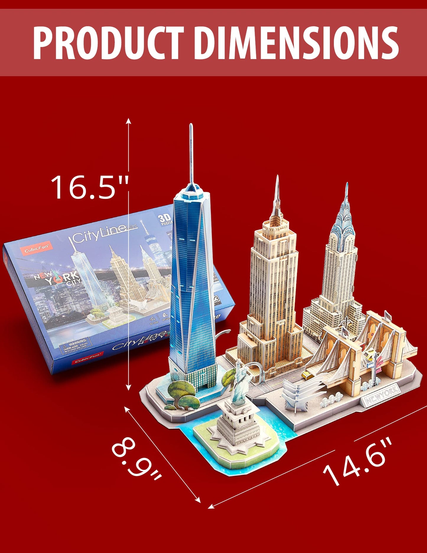 CubicFun 3D Puzzle NYC – 5-in-1 City Model Kit for Kids 8-12 | STEM Arts & Crafts