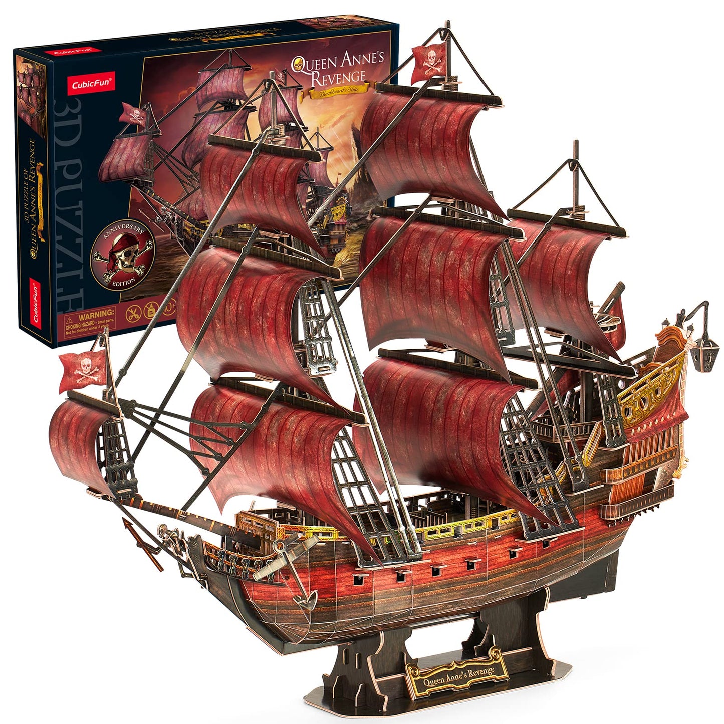 Cubifun 3D Puzzle Queen Anne's Revenge – 391 Pcs Pirate Ship Model Kit