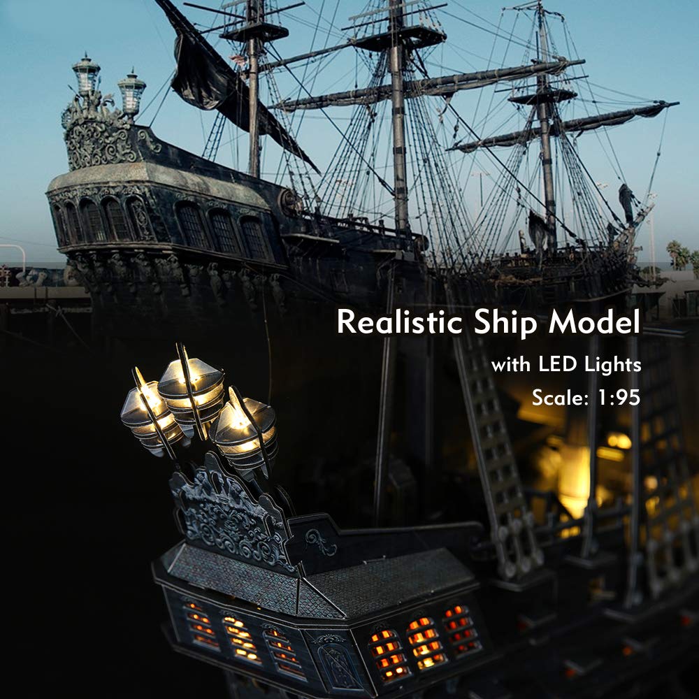 Queen Anne's Revenge 340-Piece 3D Puzzle by CubicFun | Illuminated Pirate Ship Model Kit