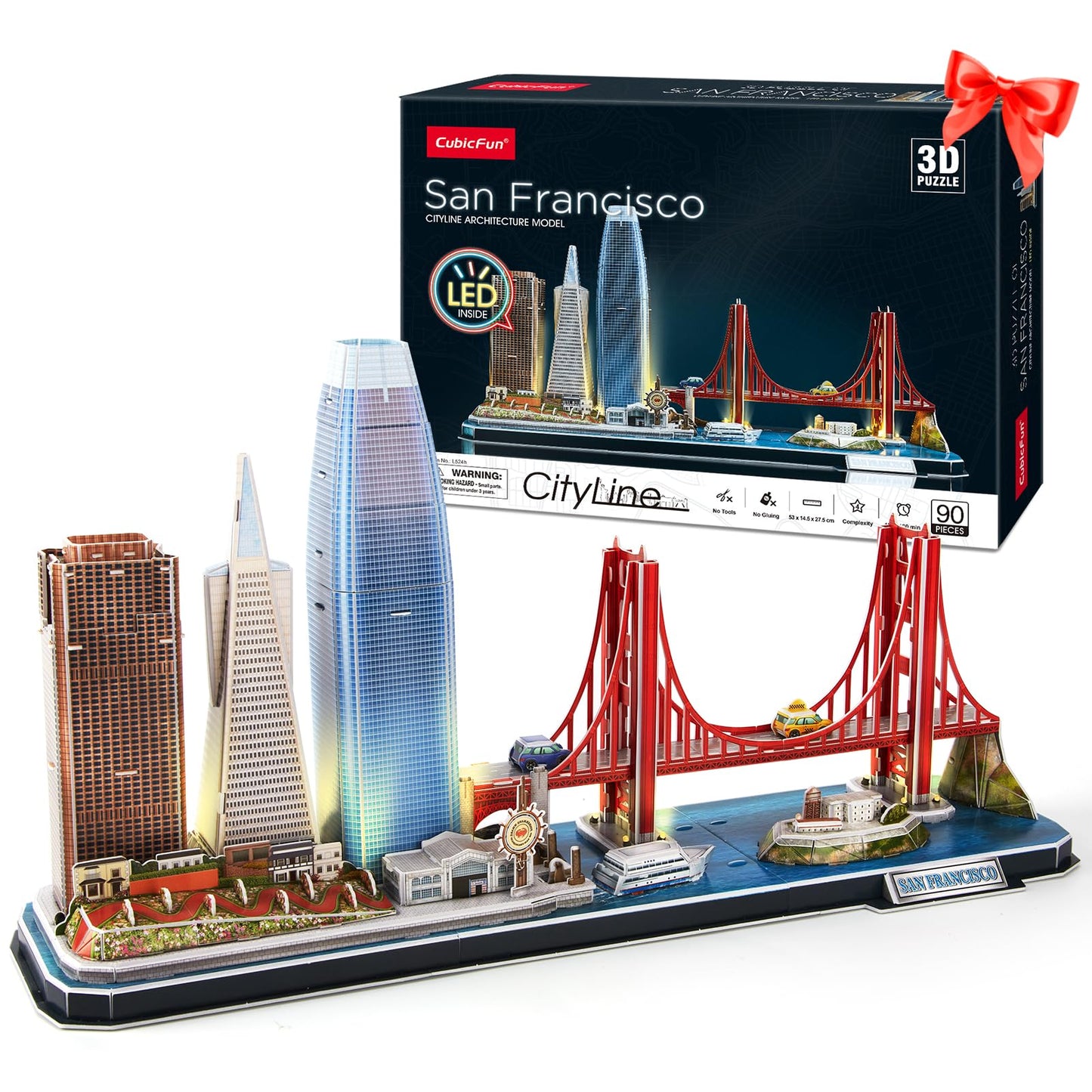 CubicFun 3D Puzzles: San Francisco Skyline LED Edition for Kids 8-14