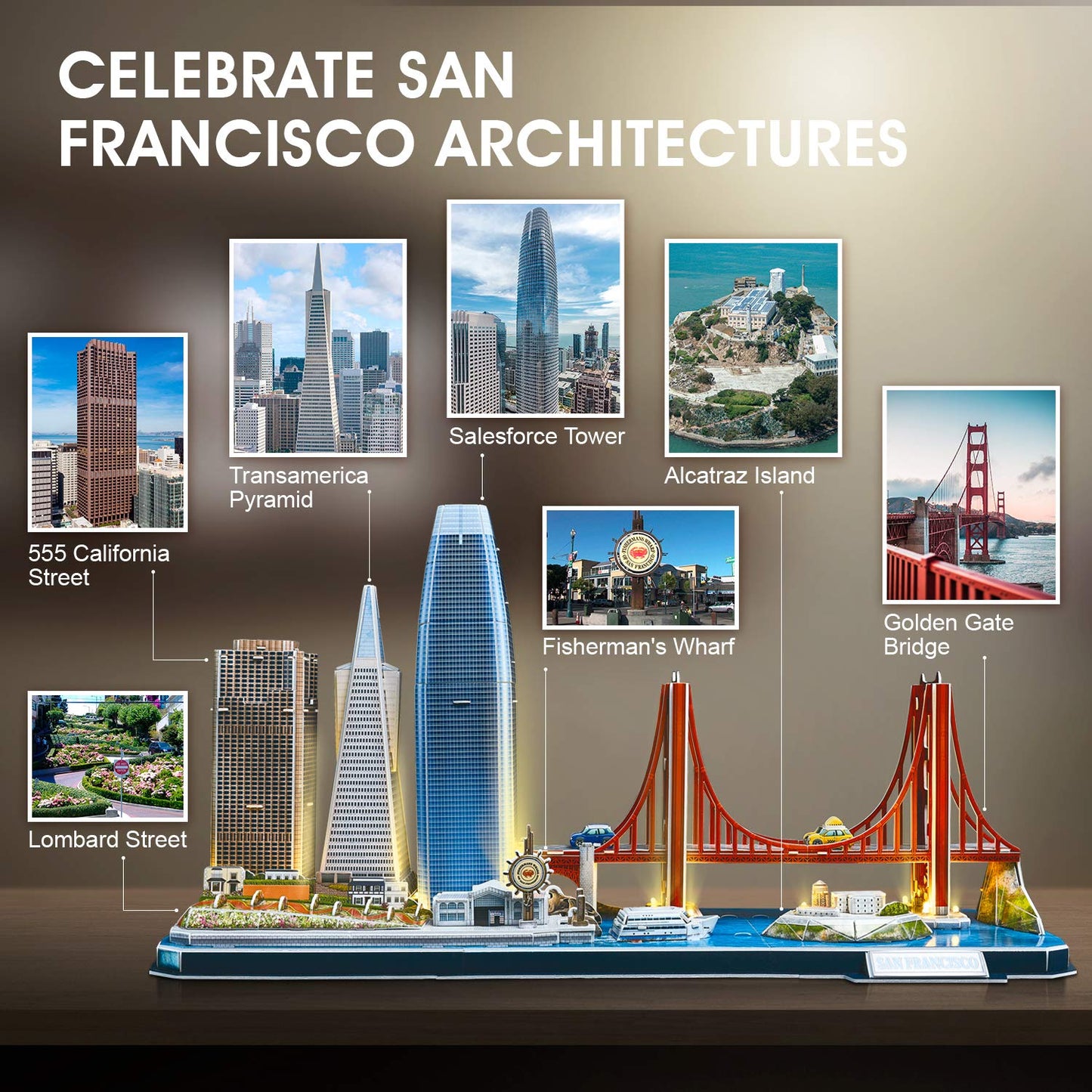 CubicFun 3D Puzzles: San Francisco Skyline LED Edition for Kids 8-14