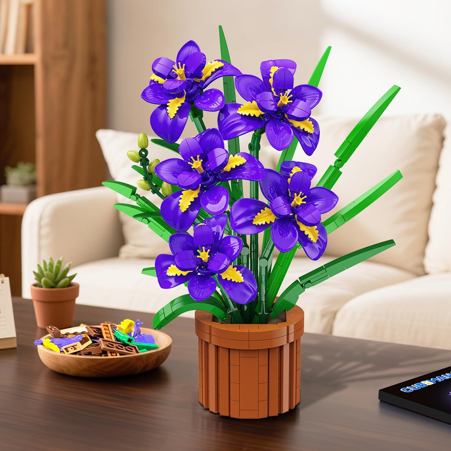 CUBIMANA Iris Bonsai Building Set – 808-Piece Purple Flower Craft for Home & Office