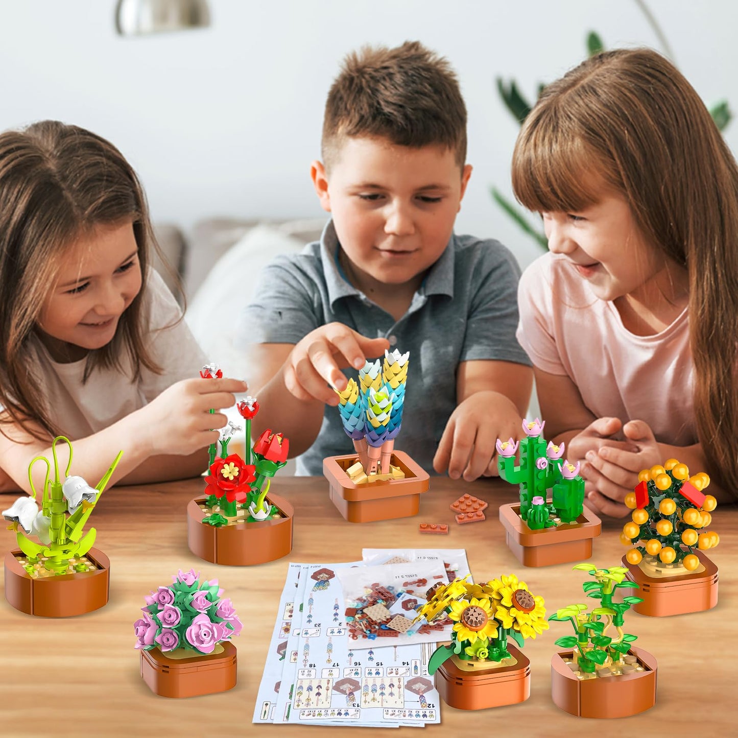 CUBIMANA 12-Pack Flowers Succulents Mini Building Set – 1403PCS, 3.6mm Blocks, Valentine’s Day Gift