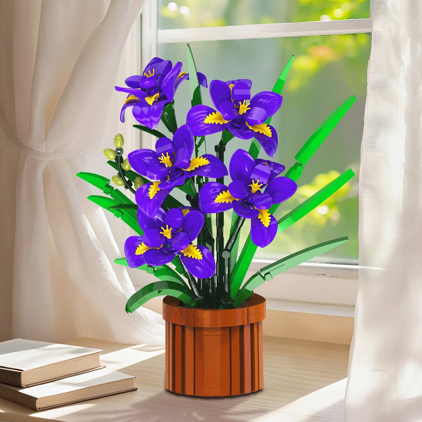 CUBIMANA Iris Bonsai Building Set – 808-Piece Purple Flower Craft for Home & Office