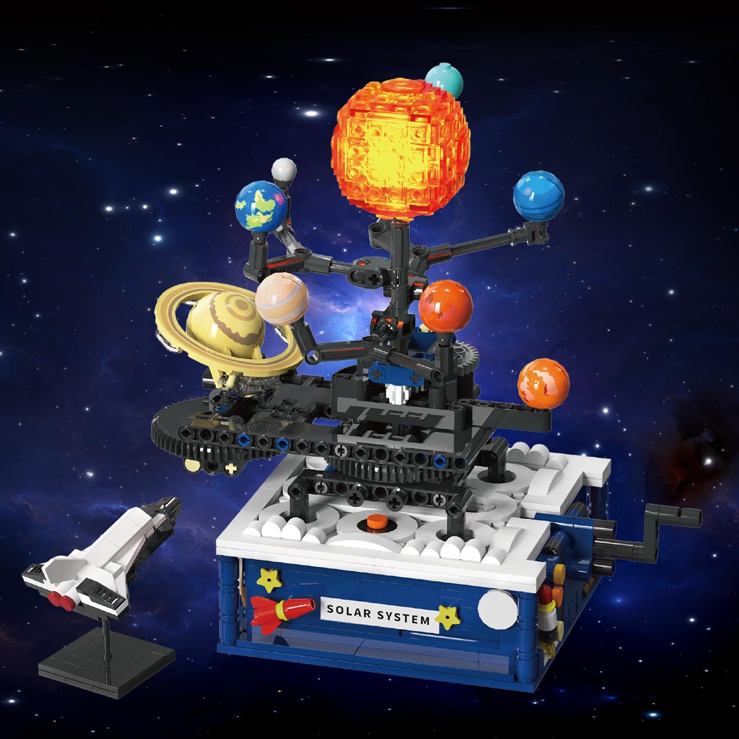 CUBIMANA Solar System Building Set with Light — Rotating 9-Planet Space Toy for Ages 8+