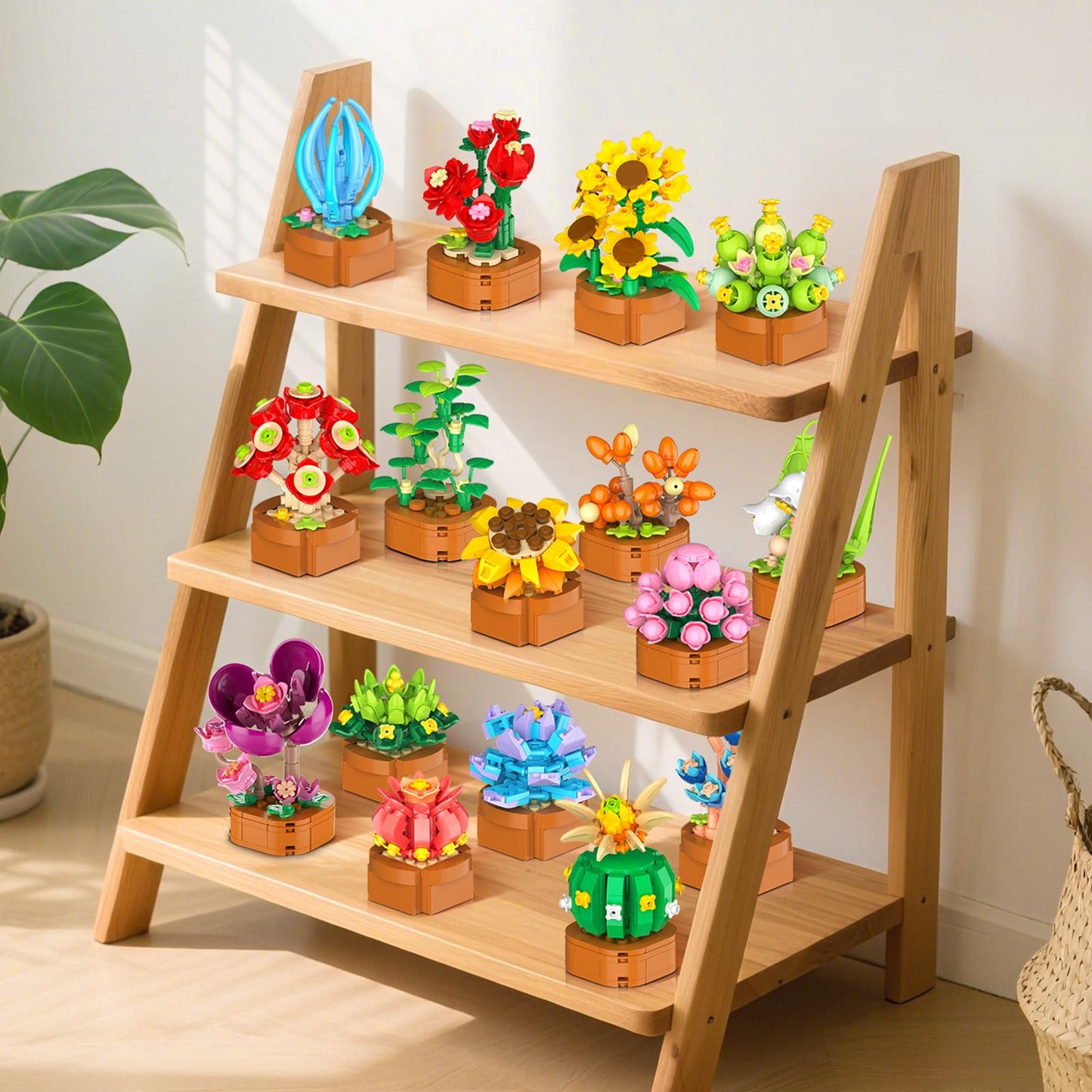 CUBIMANA 24 Pack Valentines Day Flowers Building Set – 2160 Mini 3.6mm Blocks for Home & Office Decor