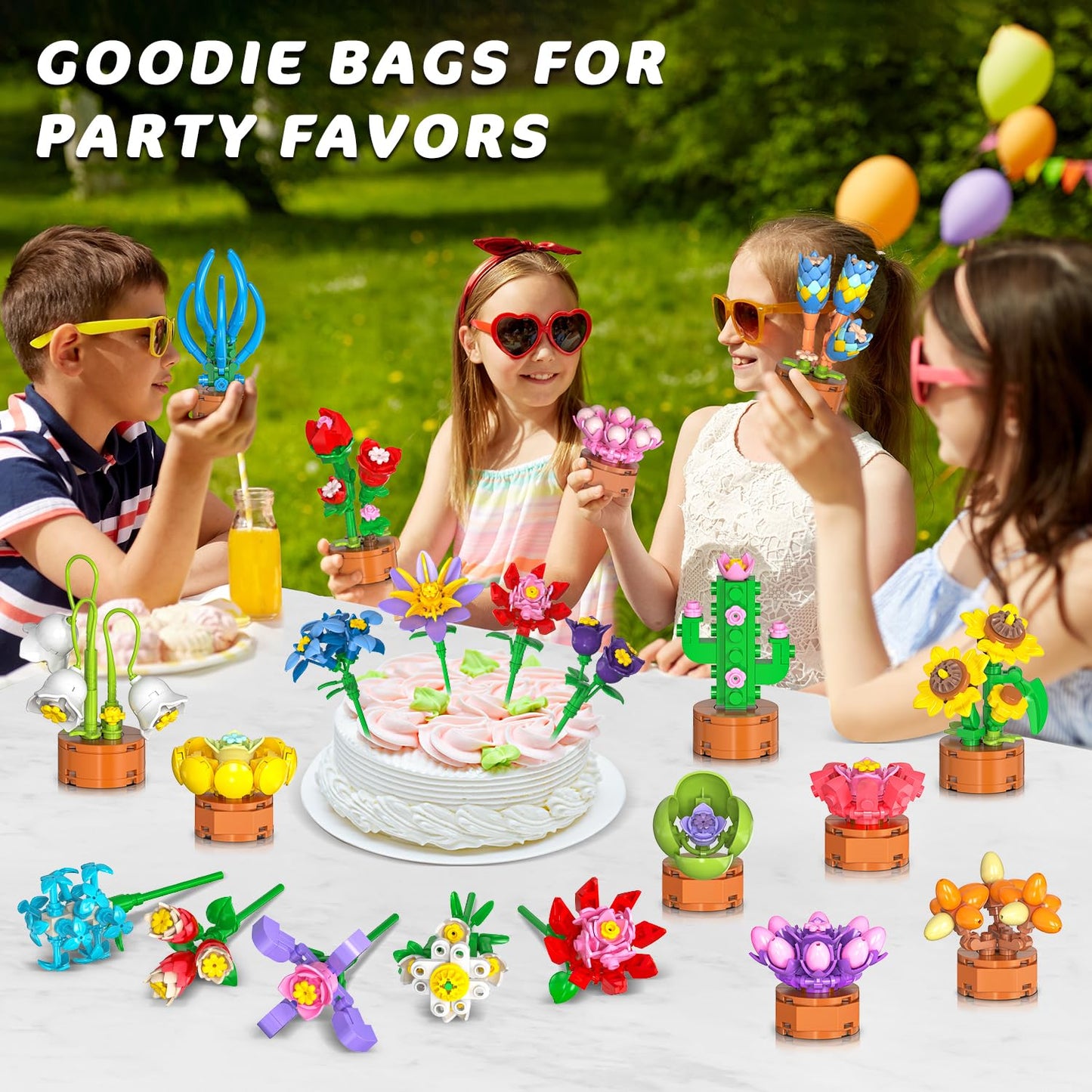CUBIMANA 24-Pack Flower Themed Mini Building Blocks – 827 Pcs
