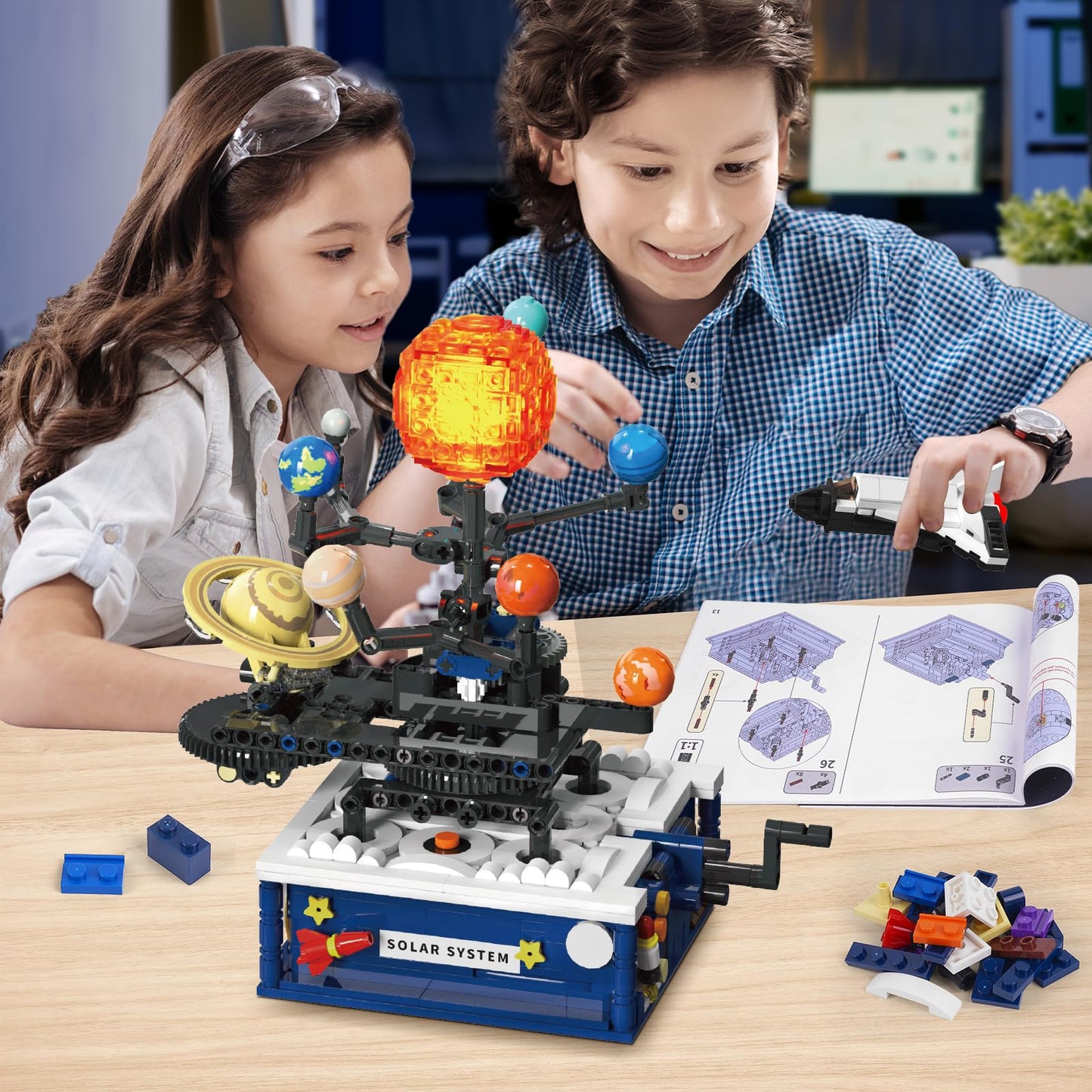 CUBIMANA Solar System Building Set with Light — Rotating 9-Planet Space Toy for Ages 8+