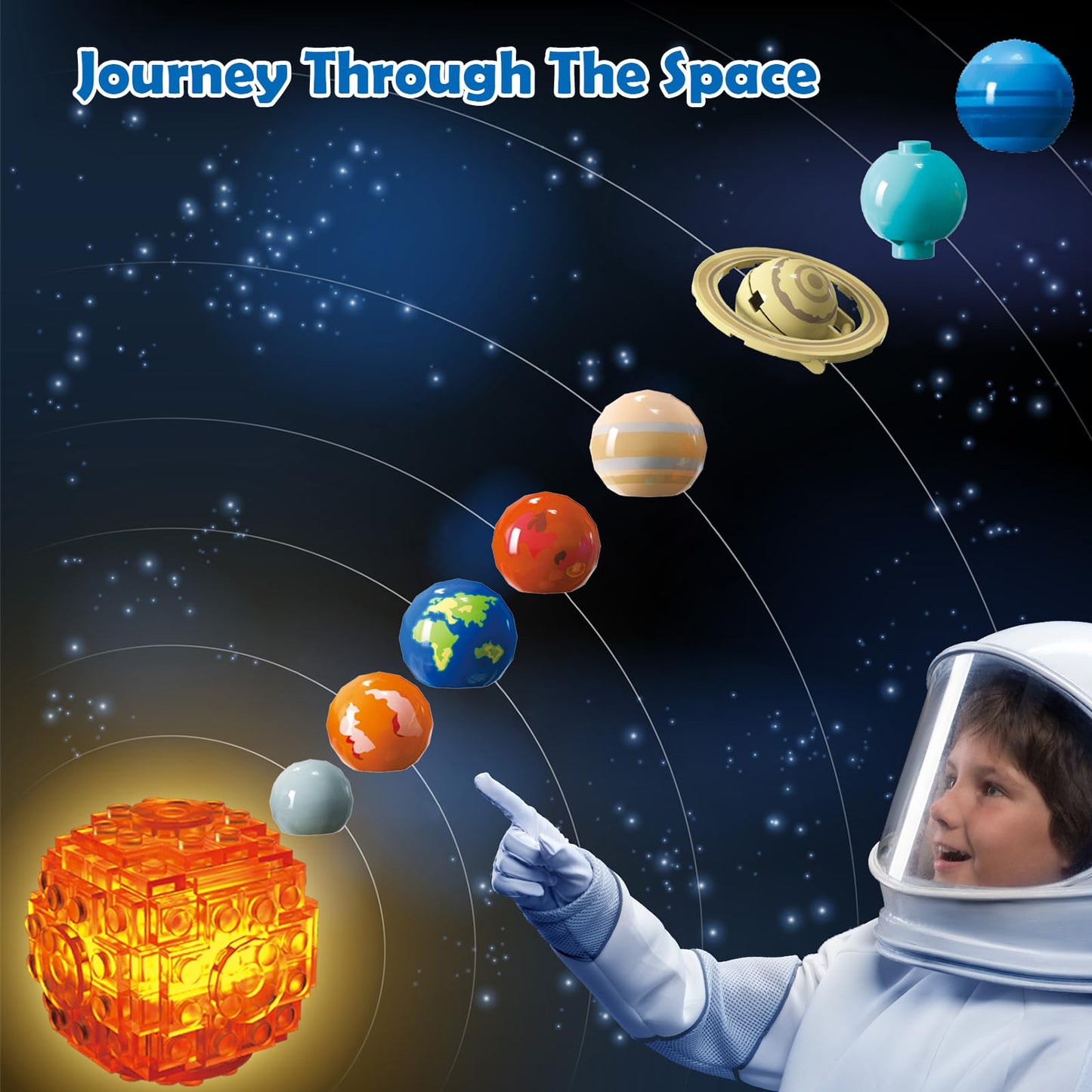 CUBIMANA Solar System Building Set with Light — Rotating 9-Planet Space Toy for Ages 8+