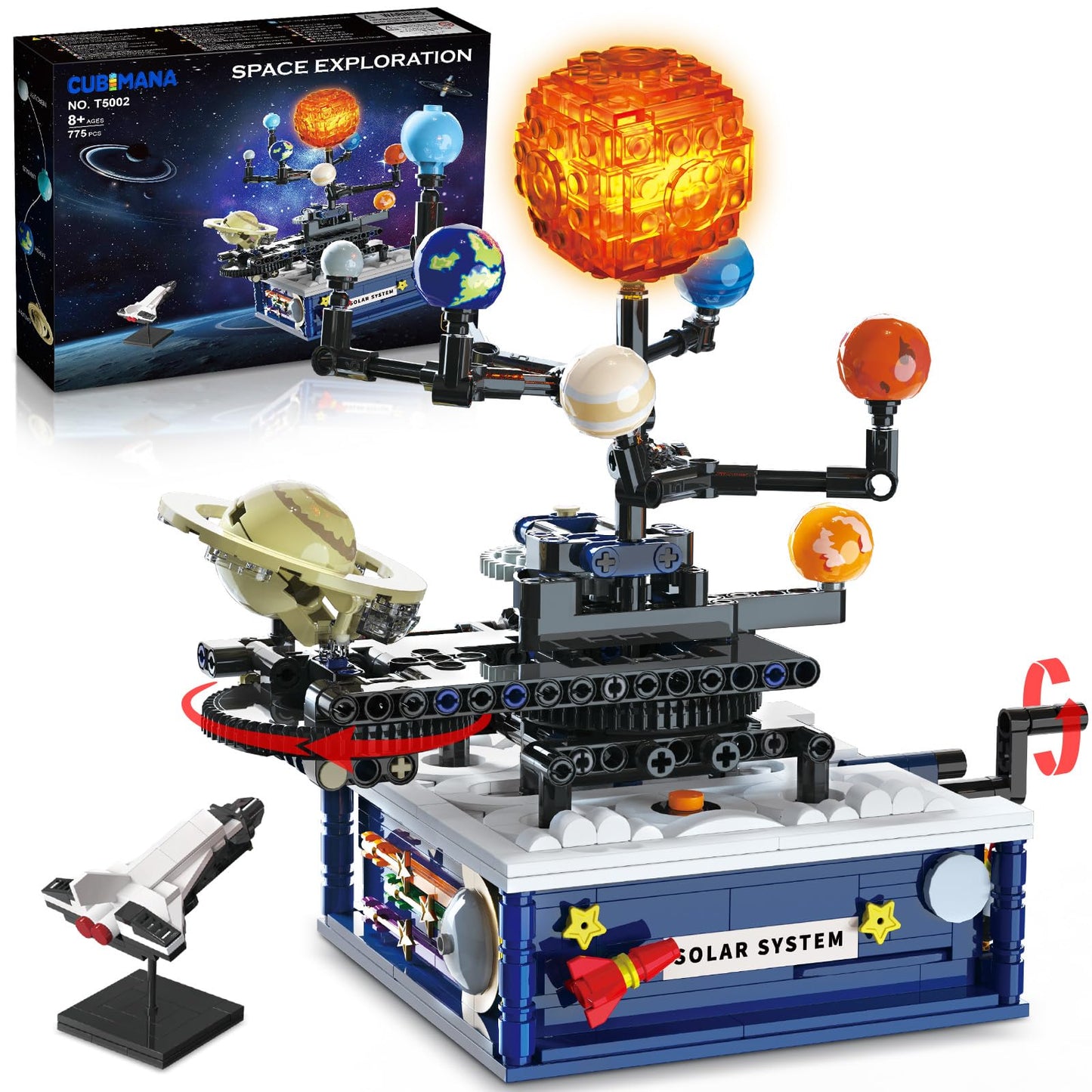 CUBIMANA Solar System Building Set with Light — Rotating 9-Planet Space Toy for Ages 8+
