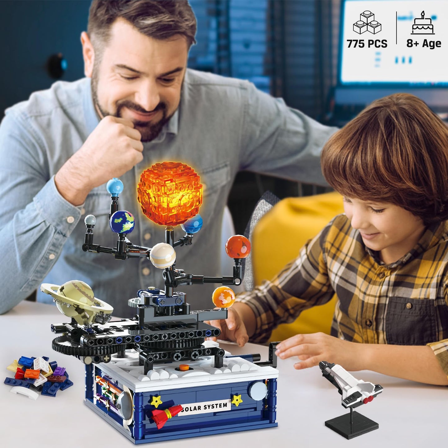 CUBIMANA Solar System Building Set with Light — Rotating 9-Planet Space Toy for Ages 8+