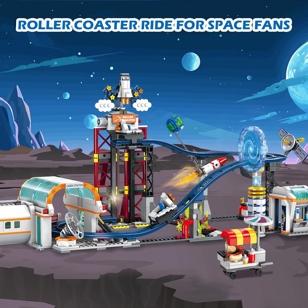 CUBIMANA Space Roller Coaster Building Sets | 926-Piece Space Adventure Park