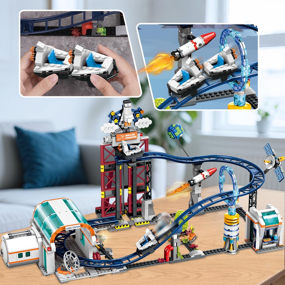 CUBIMANA Space Roller Coaster Building Sets | 926-Piece Space Adventure Park