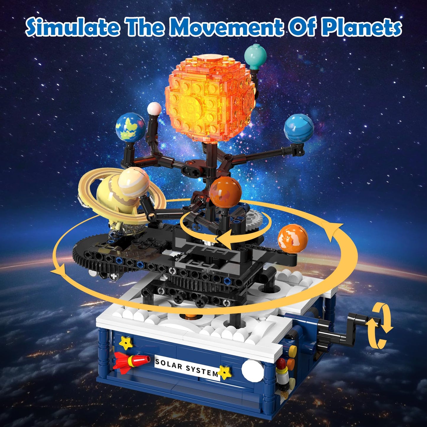 CUBIMANA Solar System Building Set with Light — Rotating 9-Planet Space Toy for Ages 8+
