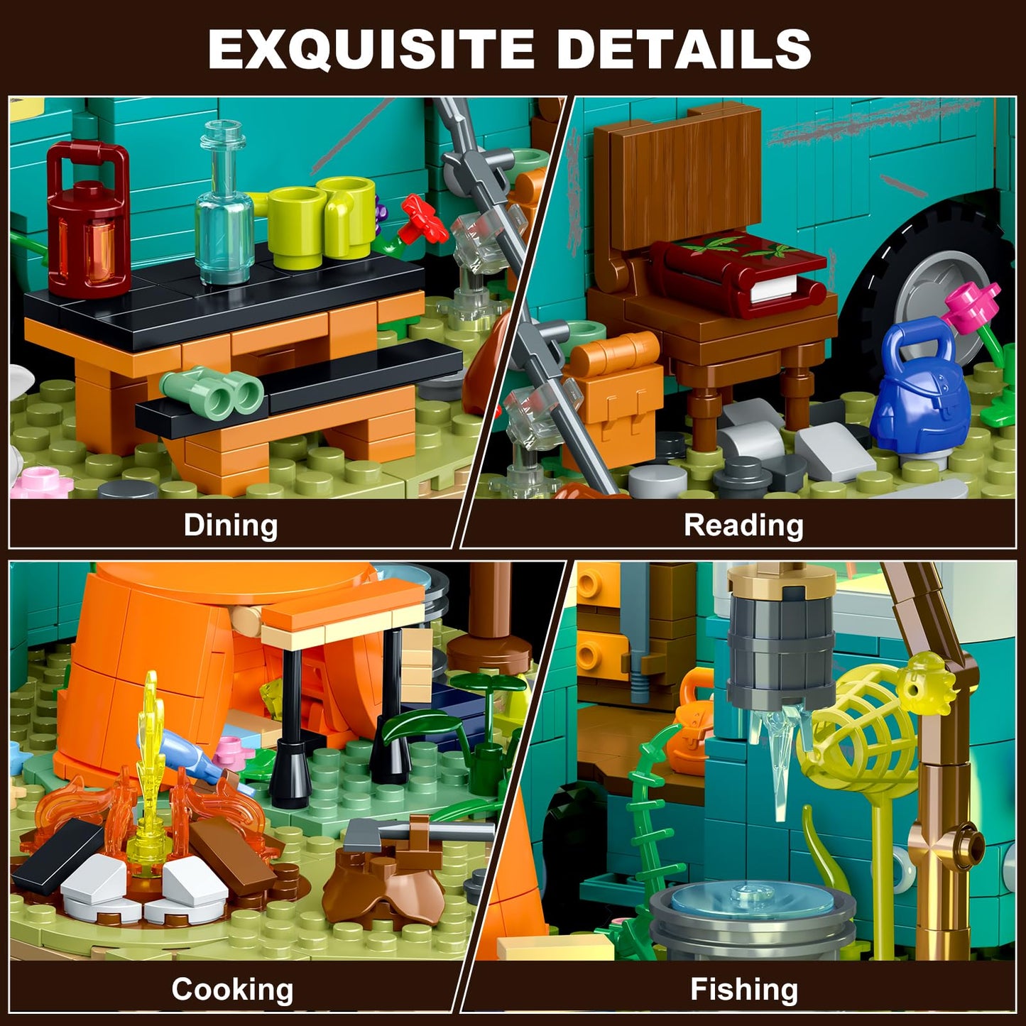 CUBIMANA Wilderness Bus Building Set - 1392-Piece Lighted Camping Kit