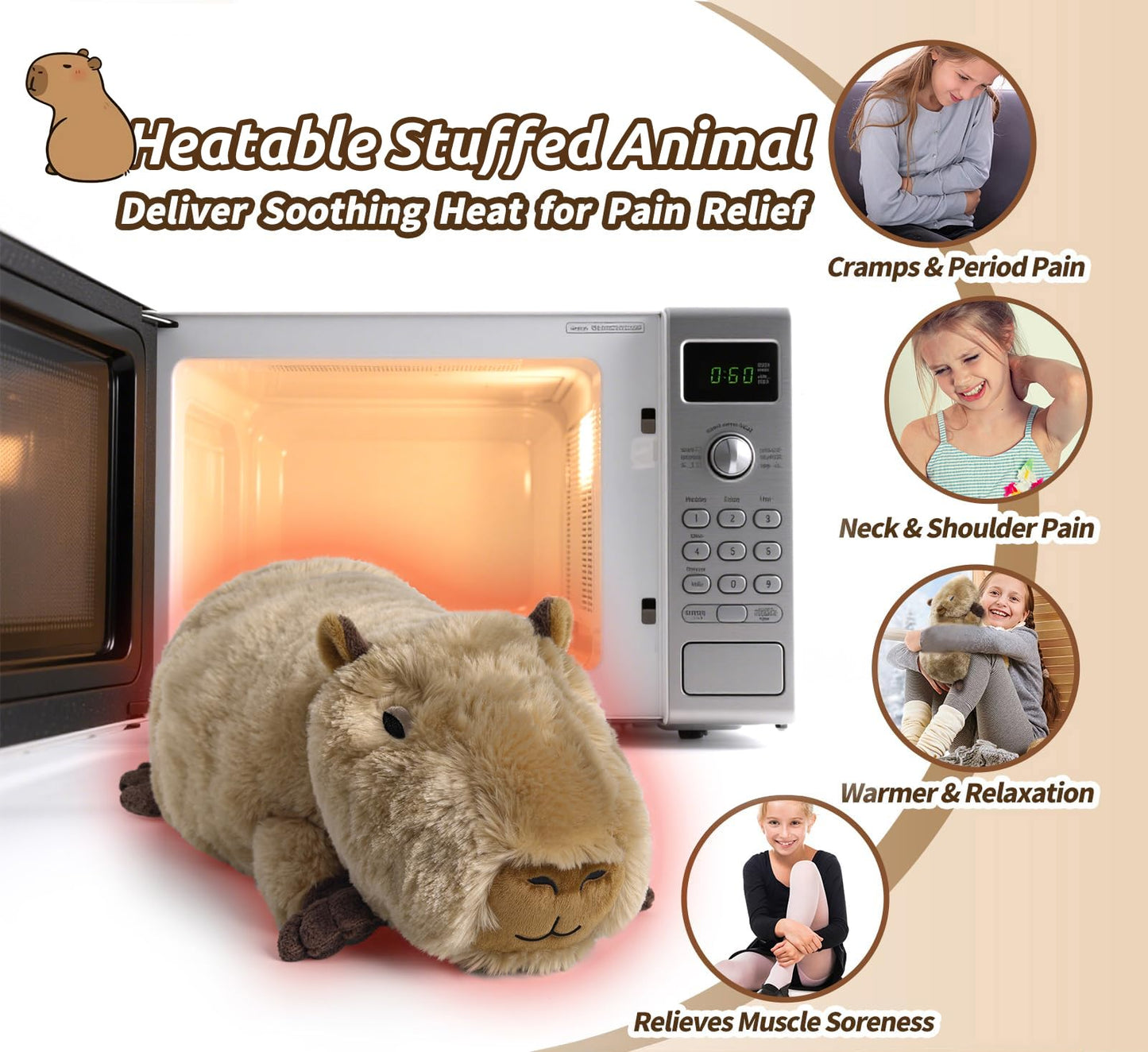 Capybara Stuffed Animals by Cuckool | Microwaveable Plush with Lavender Scent for Cozy Hugs