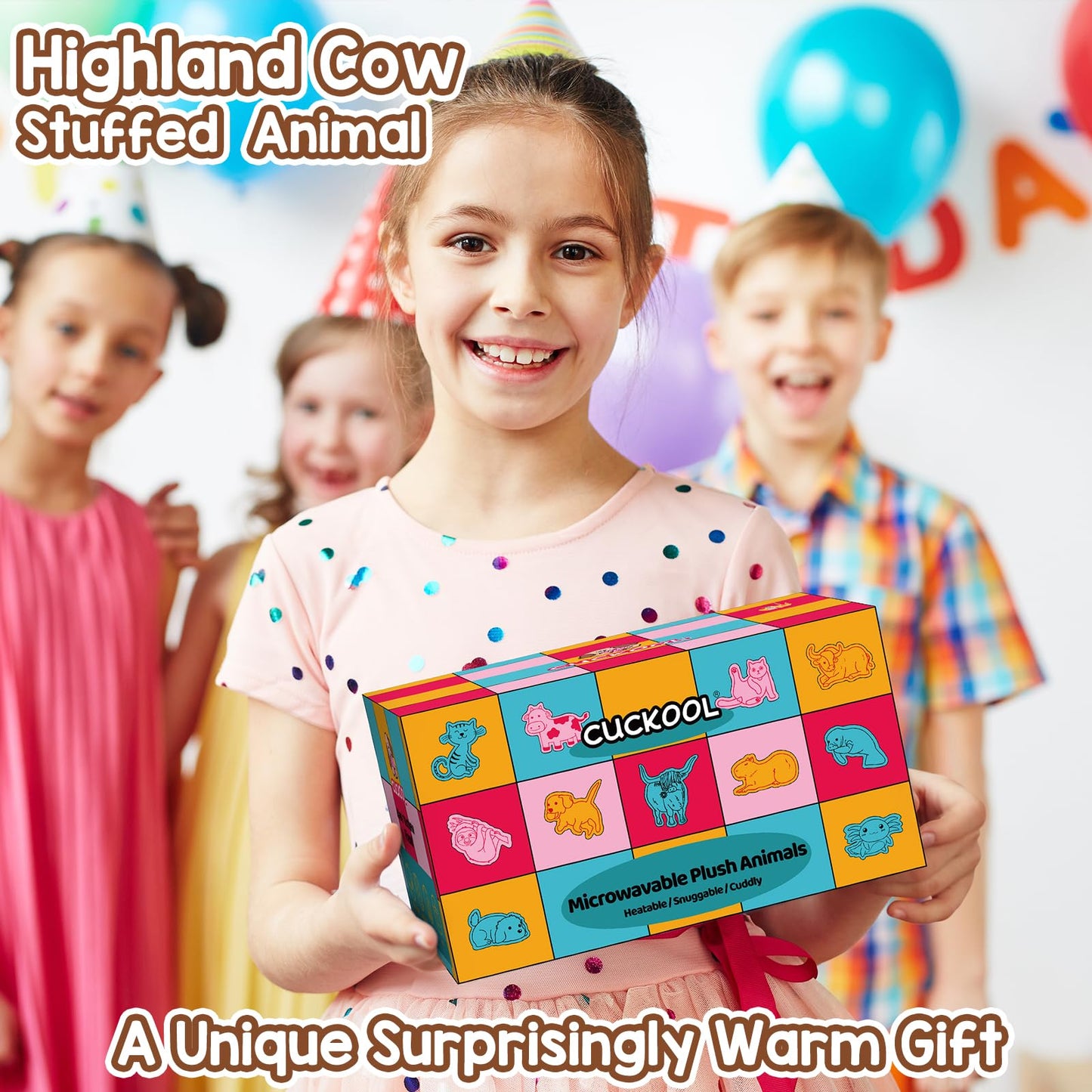 Cuckool Highland Cow Stuffed Animal – Heatable Lavender-Scent Plush