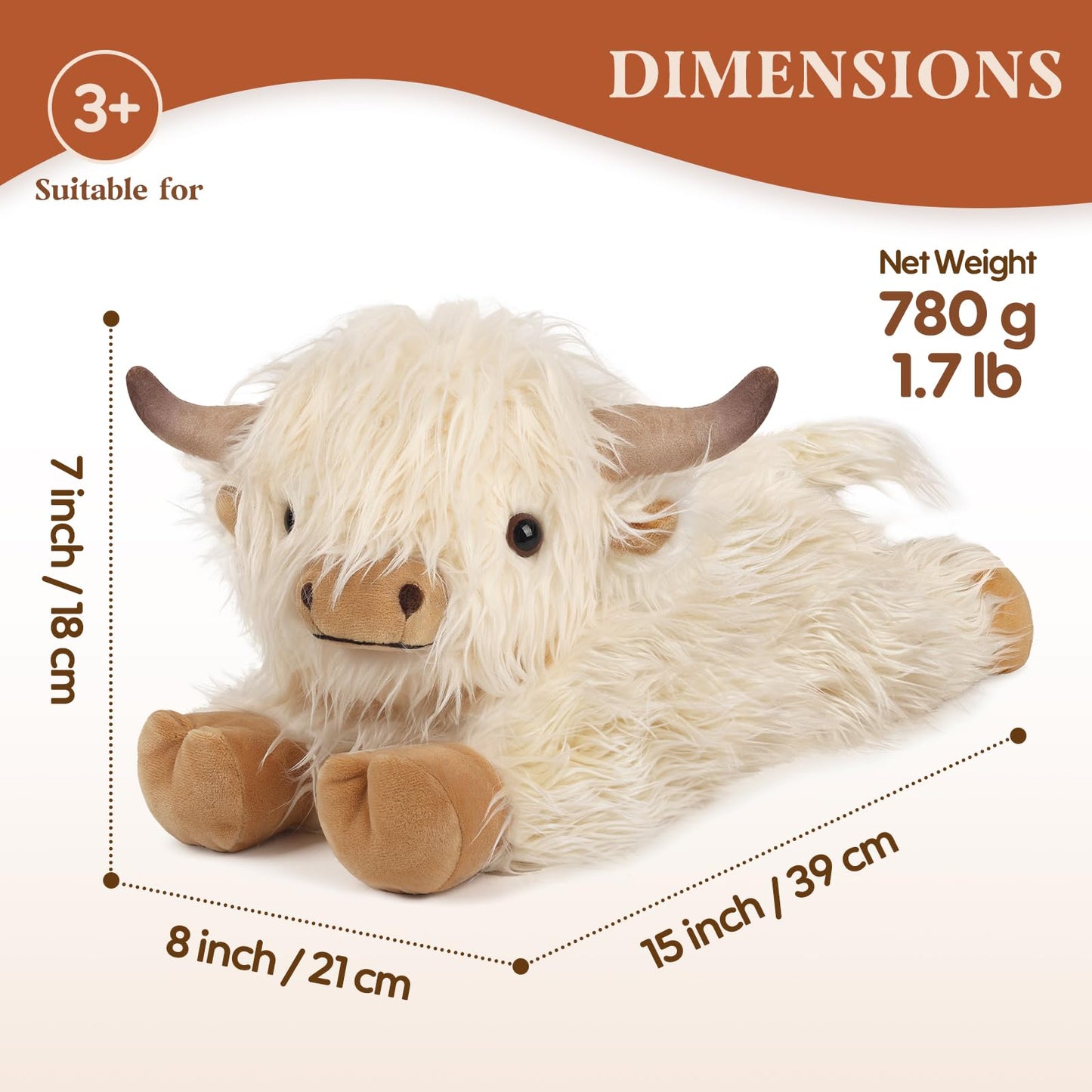 Cuckool Highland Cow Stuffed Animal – Heatable Lavender-Scent Plush