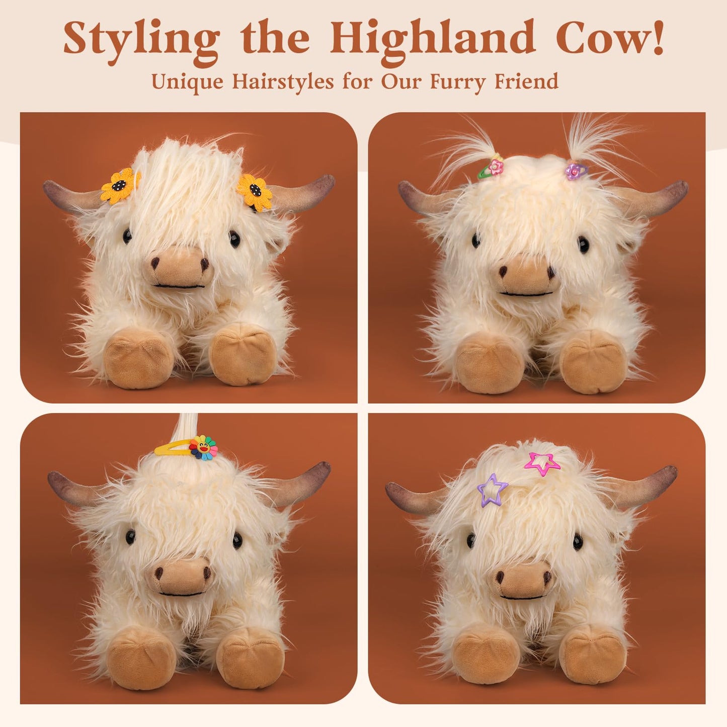 Cuckool Highland Cow Stuffed Animal – Heatable Lavender-Scent Plush