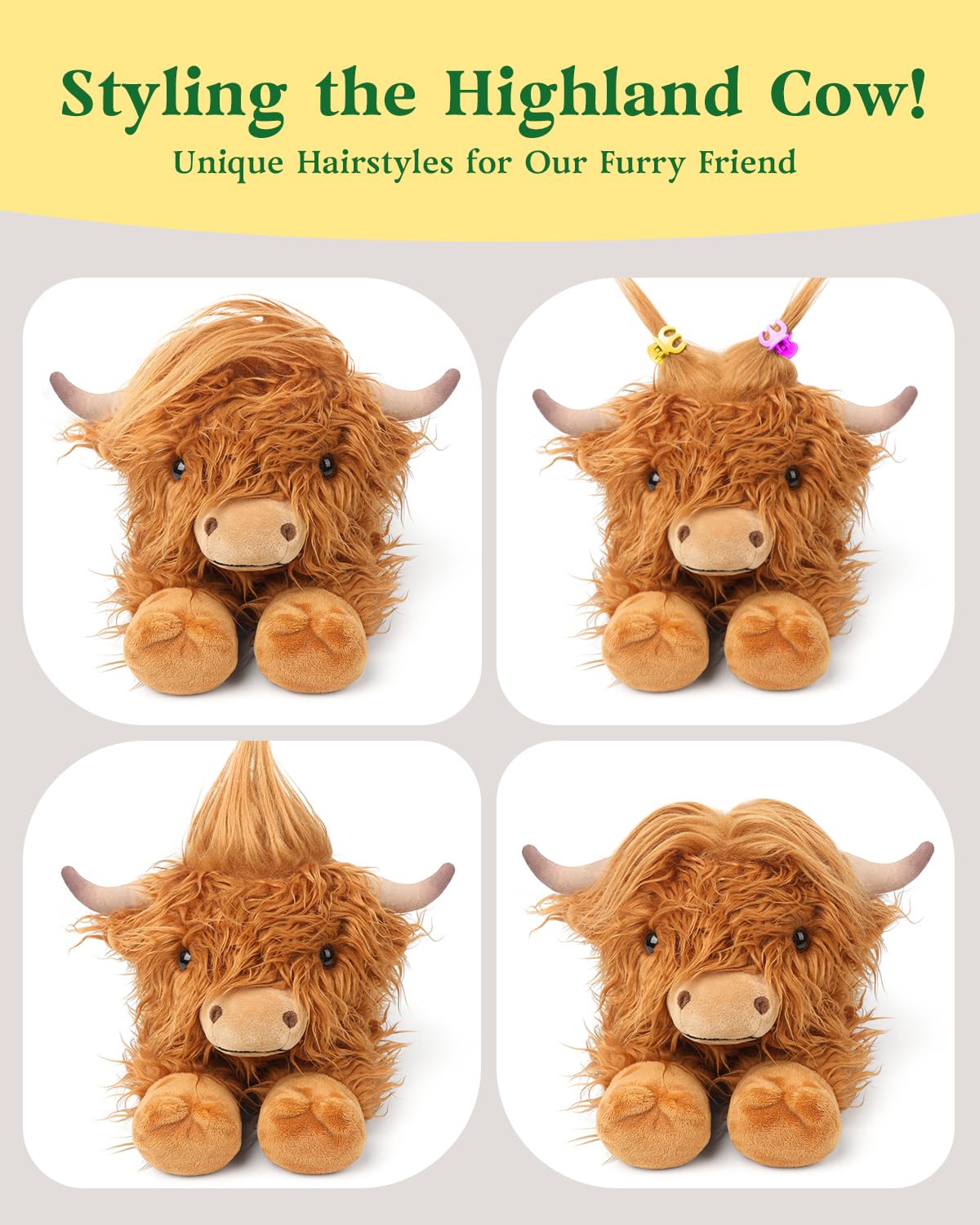 Cuckool Highland Cow Plush Toy - 15-Inch Ultra-Soft Stuffed Animal