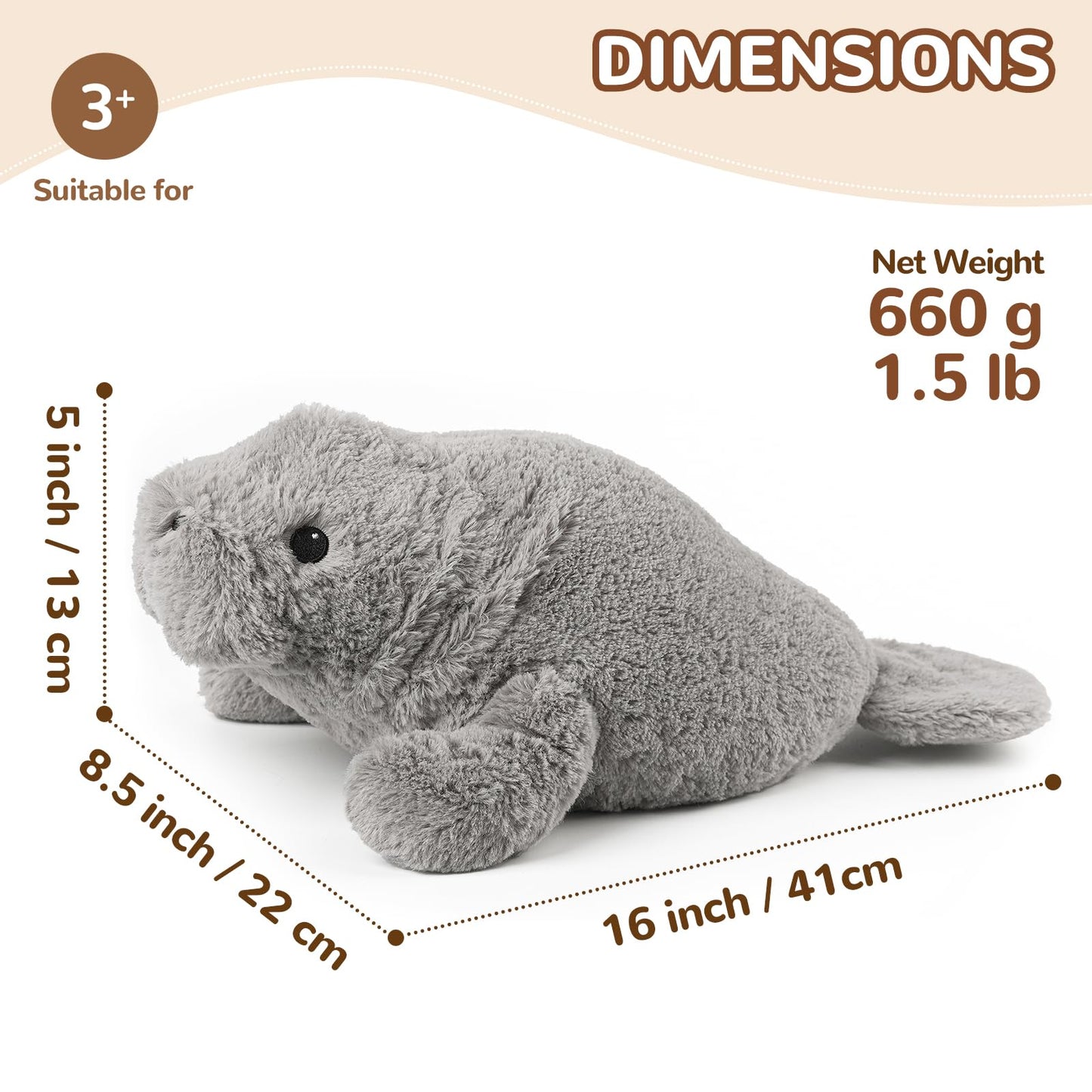 Cuckool Manatee Stuffed Animal – Heatable Plush with Lavender Scent