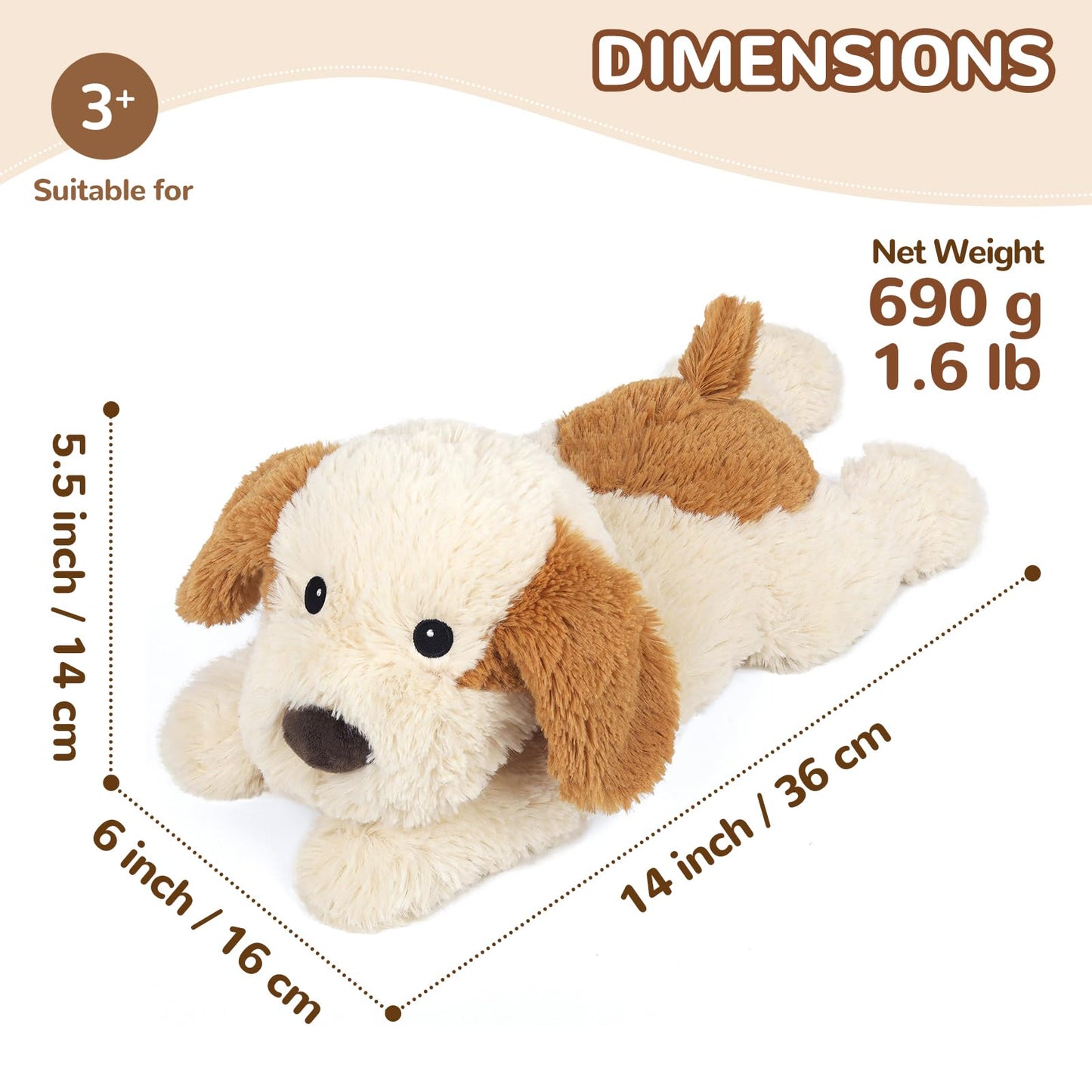 Cuckool Puppy Stuffed Animal – Heatable Lavender Scent Plush, 14-Inch Cozy Dog Plush Toy