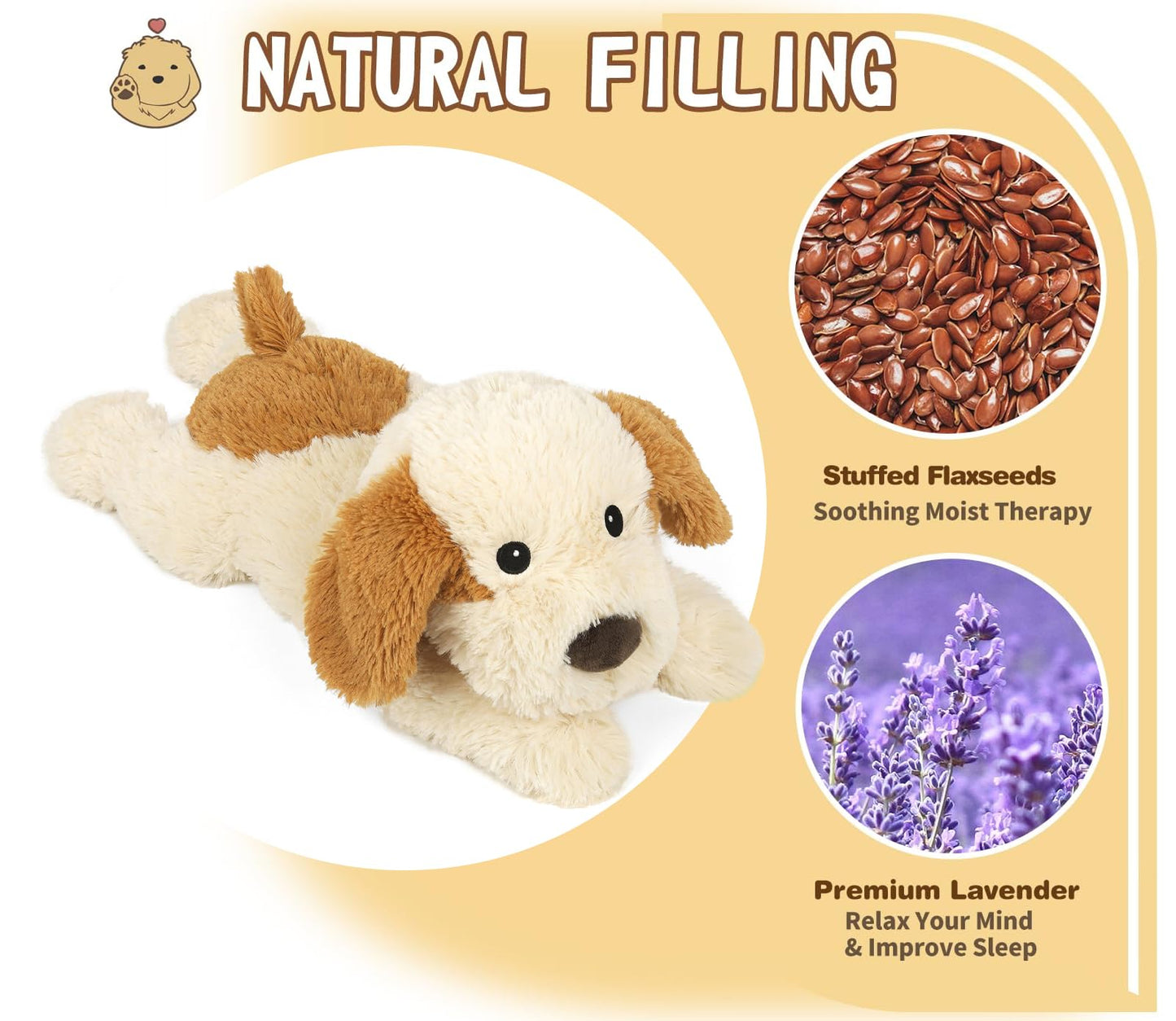 Cuckool Puppy Stuffed Animal – Heatable Lavender Scent Plush, 14-Inch Cozy Dog Plush Toy