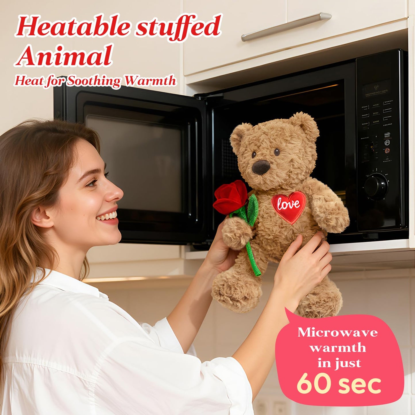 Valentines Day Gift for Her — Cuckool 15-Inch Weighted Teddy Bear with Rose