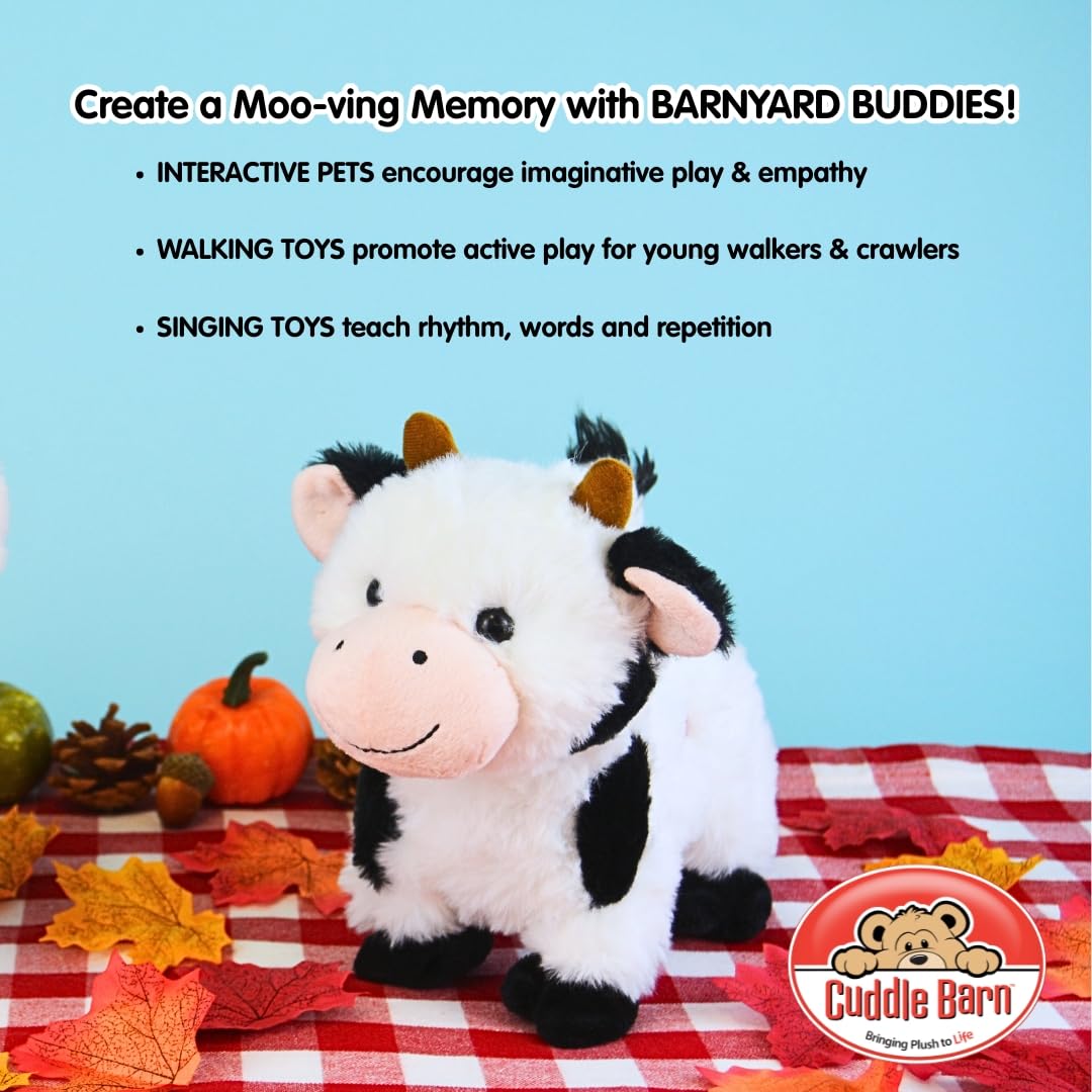Cuddle Barn Barnyard Buddies Cow – Animated Singing Plush (8 inch) with Walking Motion