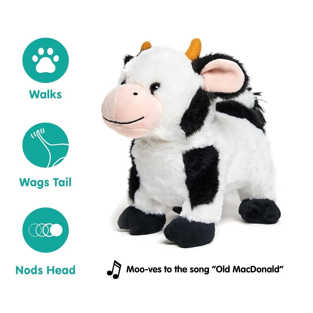 Cuddle Barn Barnyard Buddies Cow – Animated Singing Plush (8 inch) with Walking Motion
