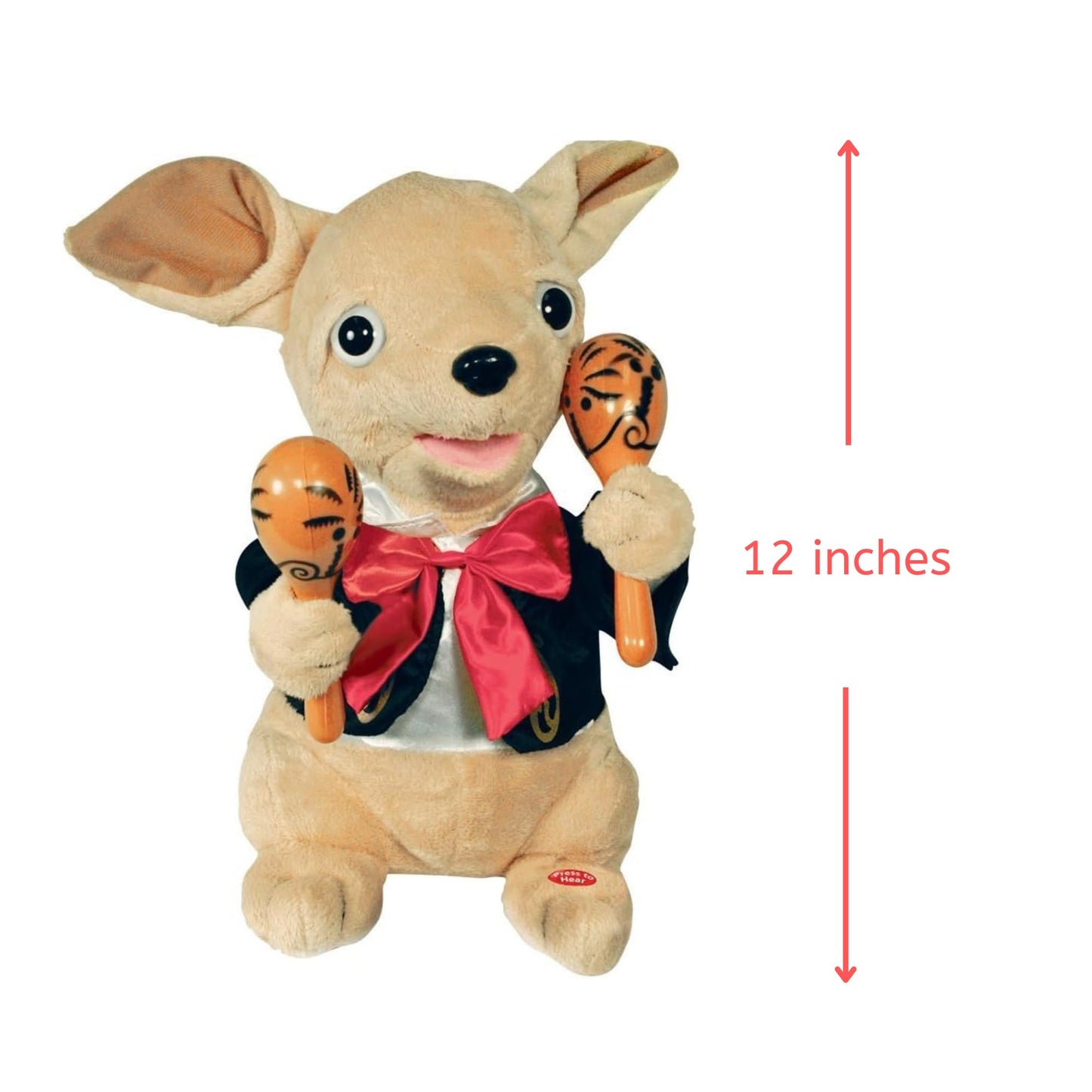 Chuey Bamba 12" Singing Chihuahua Plush by Cuddle Barn – Shakes Maracas to La Bamba