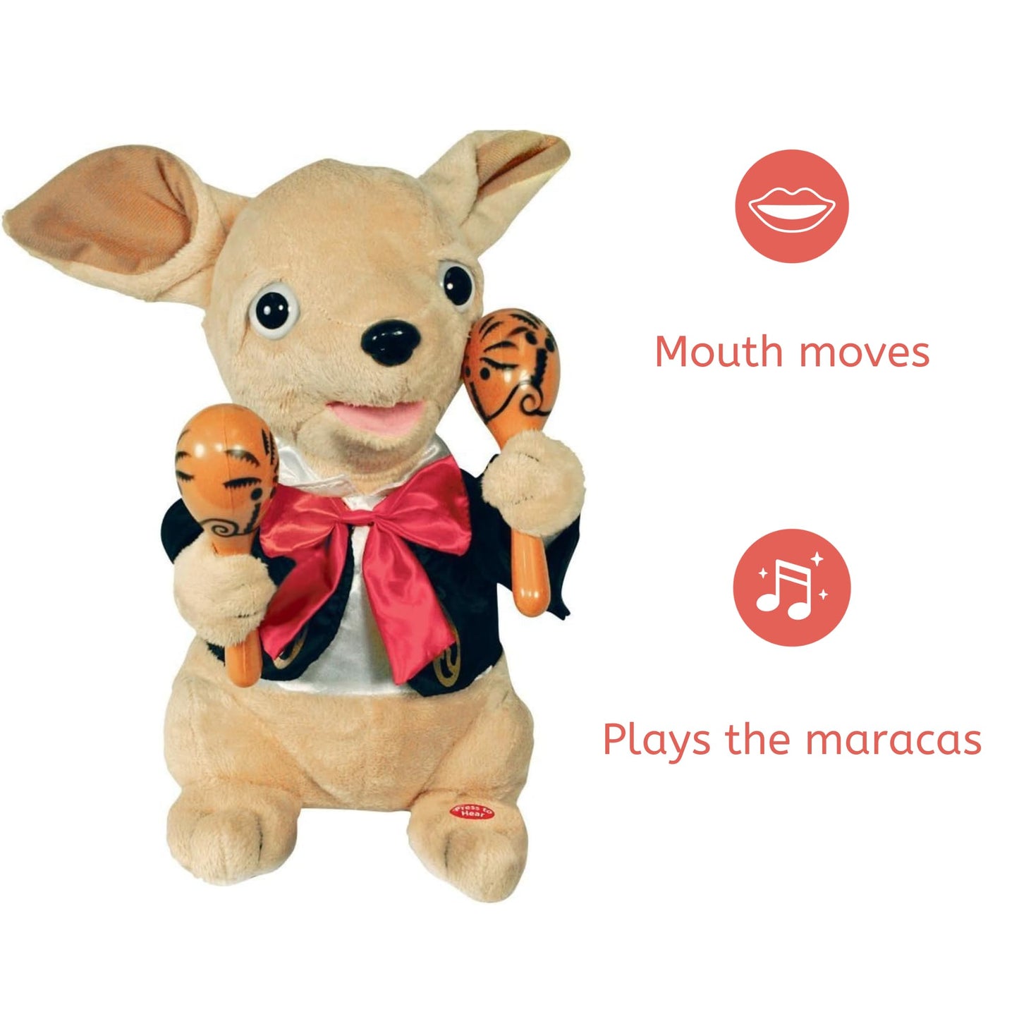 Chuey Bamba 12" Singing Chihuahua Plush by Cuddle Barn – Shakes Maracas to La Bamba