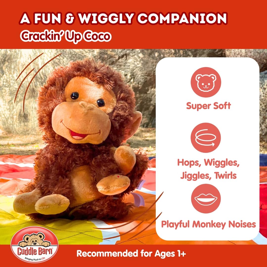 Cuddle Barn Crackin' Up Coco - 10-Inch Animated Twirling Monkey Plush (Batteries Included)