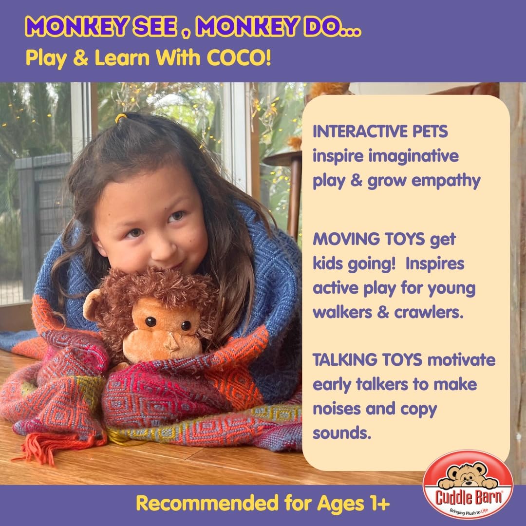 Cuddle Barn Crackin' Up Coco - 10-Inch Animated Twirling Monkey Plush (Batteries Included)