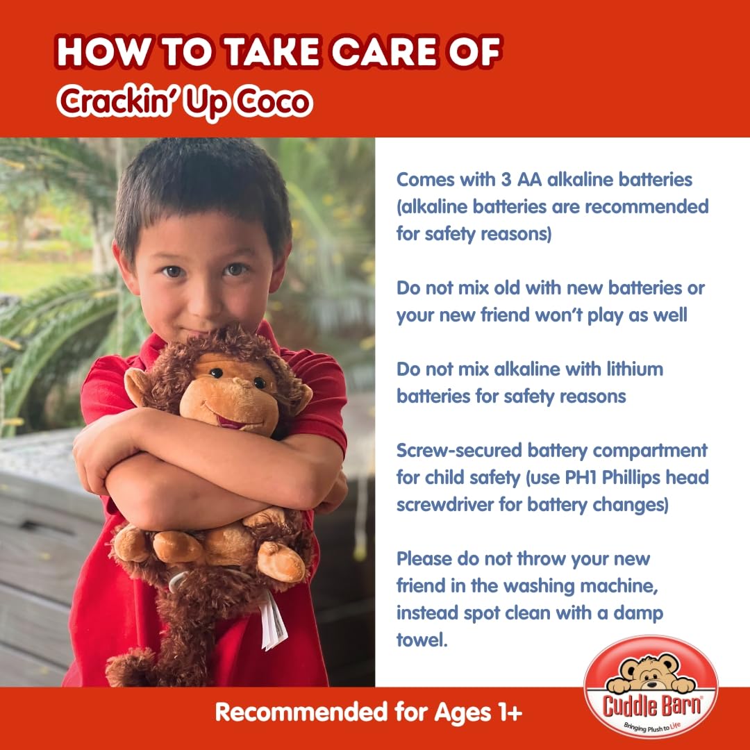 Cuddle Barn Crackin' Up Coco - 10-Inch Animated Twirling Monkey Plush (Batteries Included)