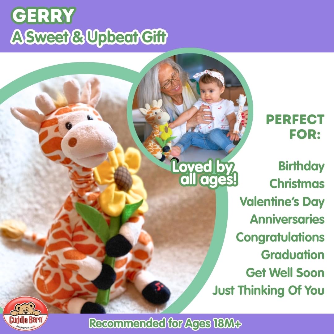 Cuddle Barn Gerry — Animated Plush Giraffe with Neck Growth & Song (12 Inches)